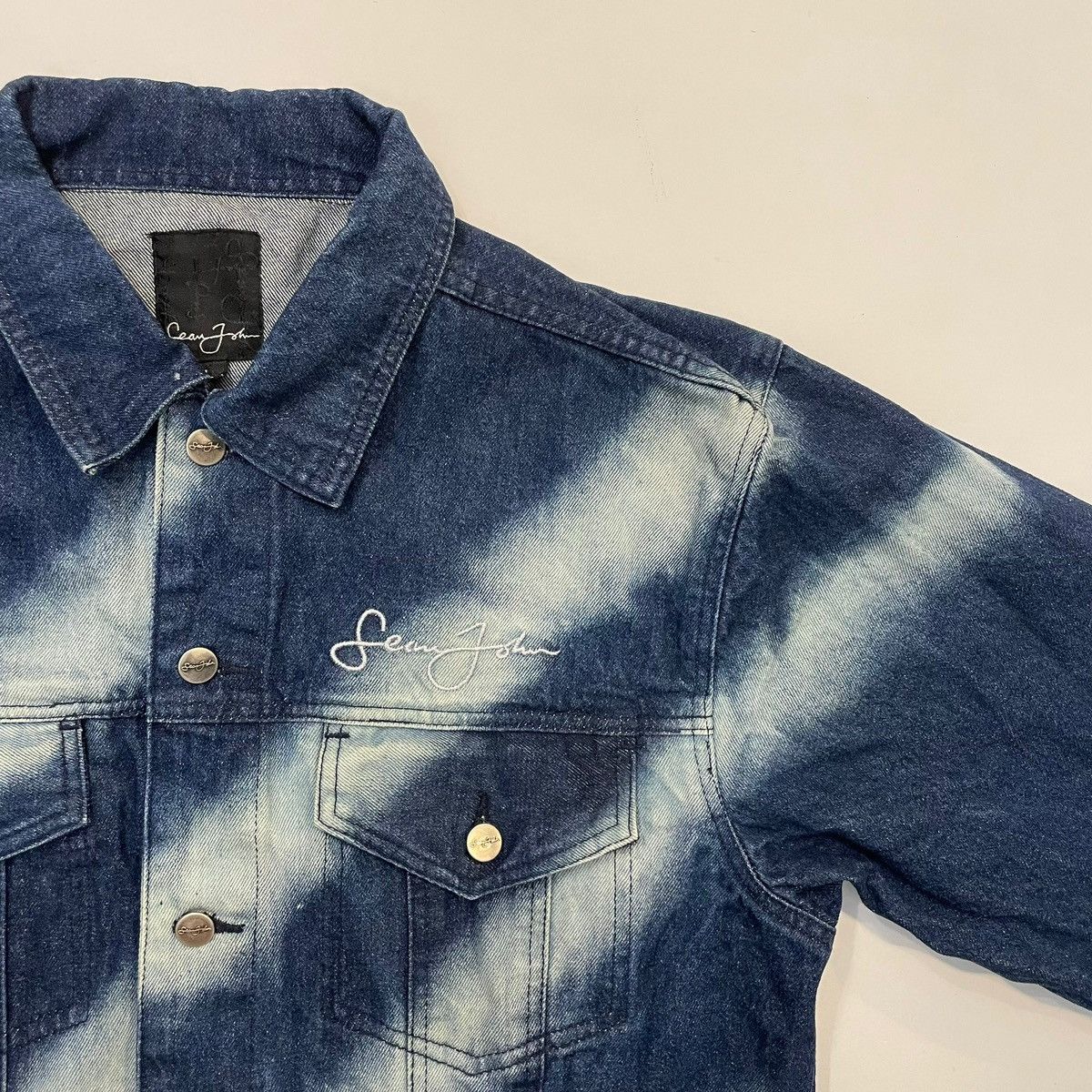 Sean John denim jacket jeans two tone navy y2k streetwear