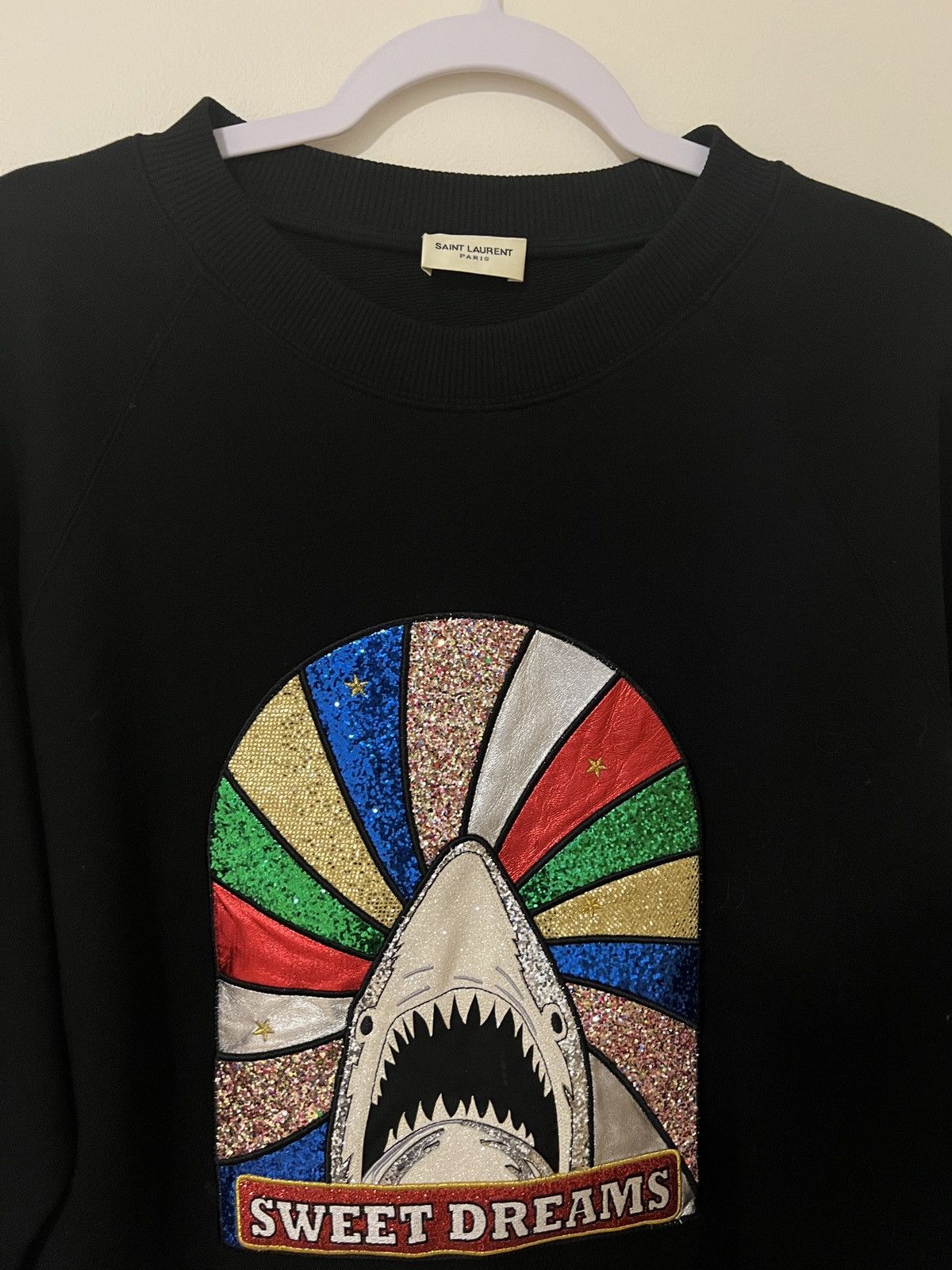 Saint Laurent Shark Patch Sweet Dreams Cotton Sweatshirt