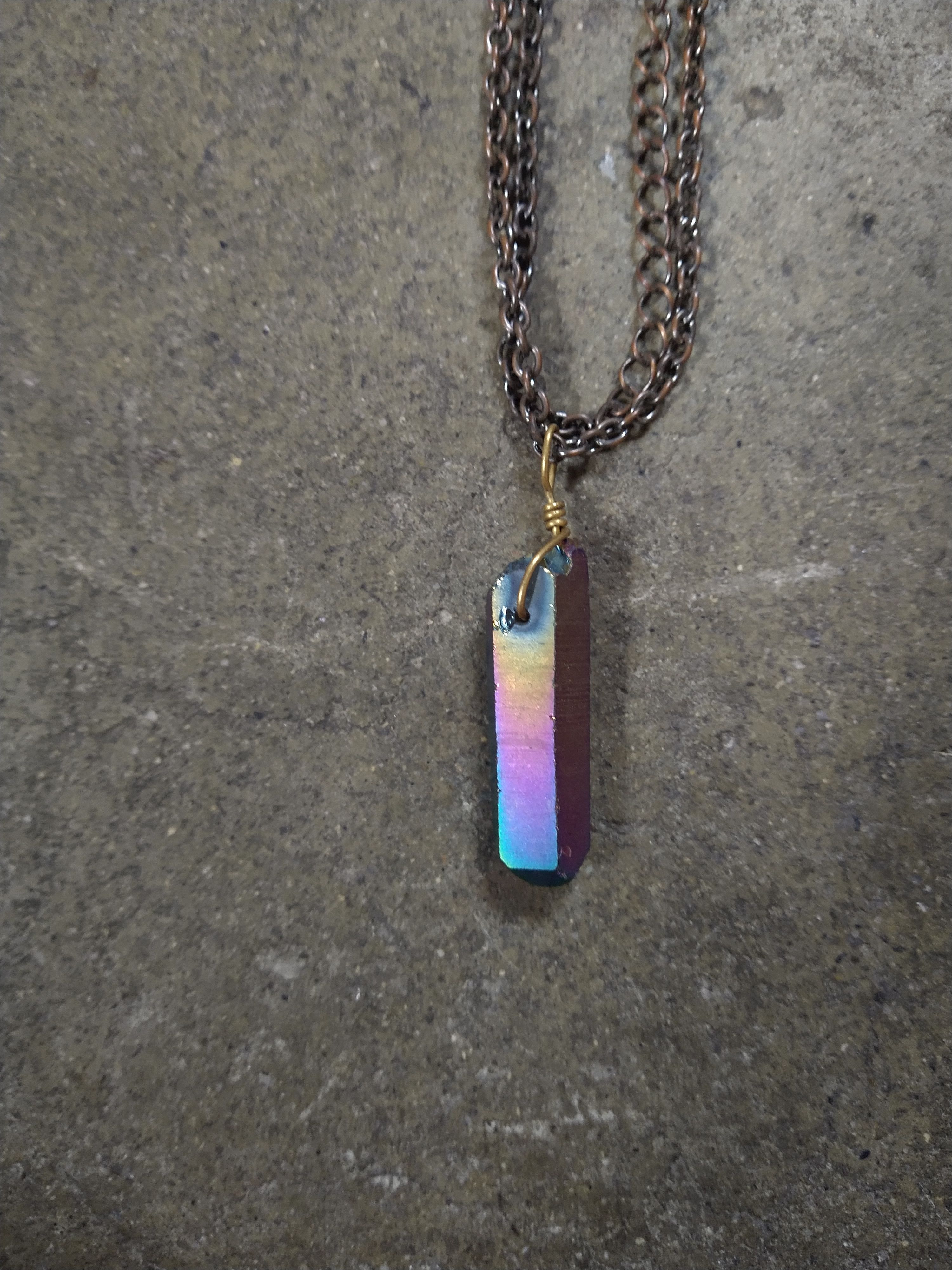 Jewelry Rainbow Aura Quartz Wand Necklace Pendant 24" Size ONE SIZE - 2 Thumbnail