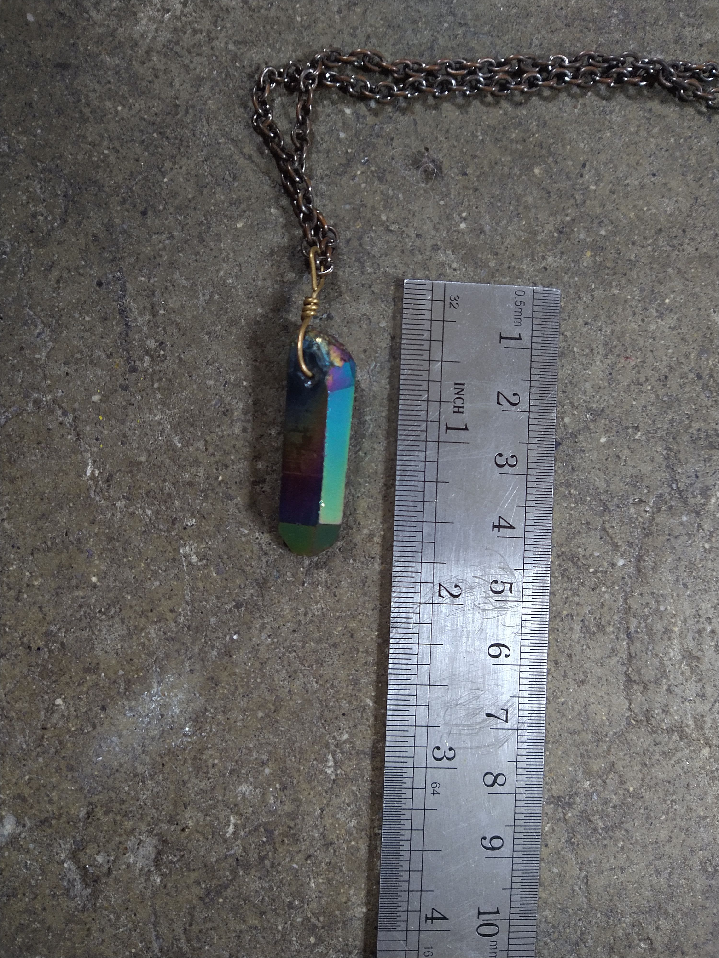 Jewelry Rainbow Aura Quartz Wand Necklace Pendant 24" Size ONE SIZE - 7 Thumbnail