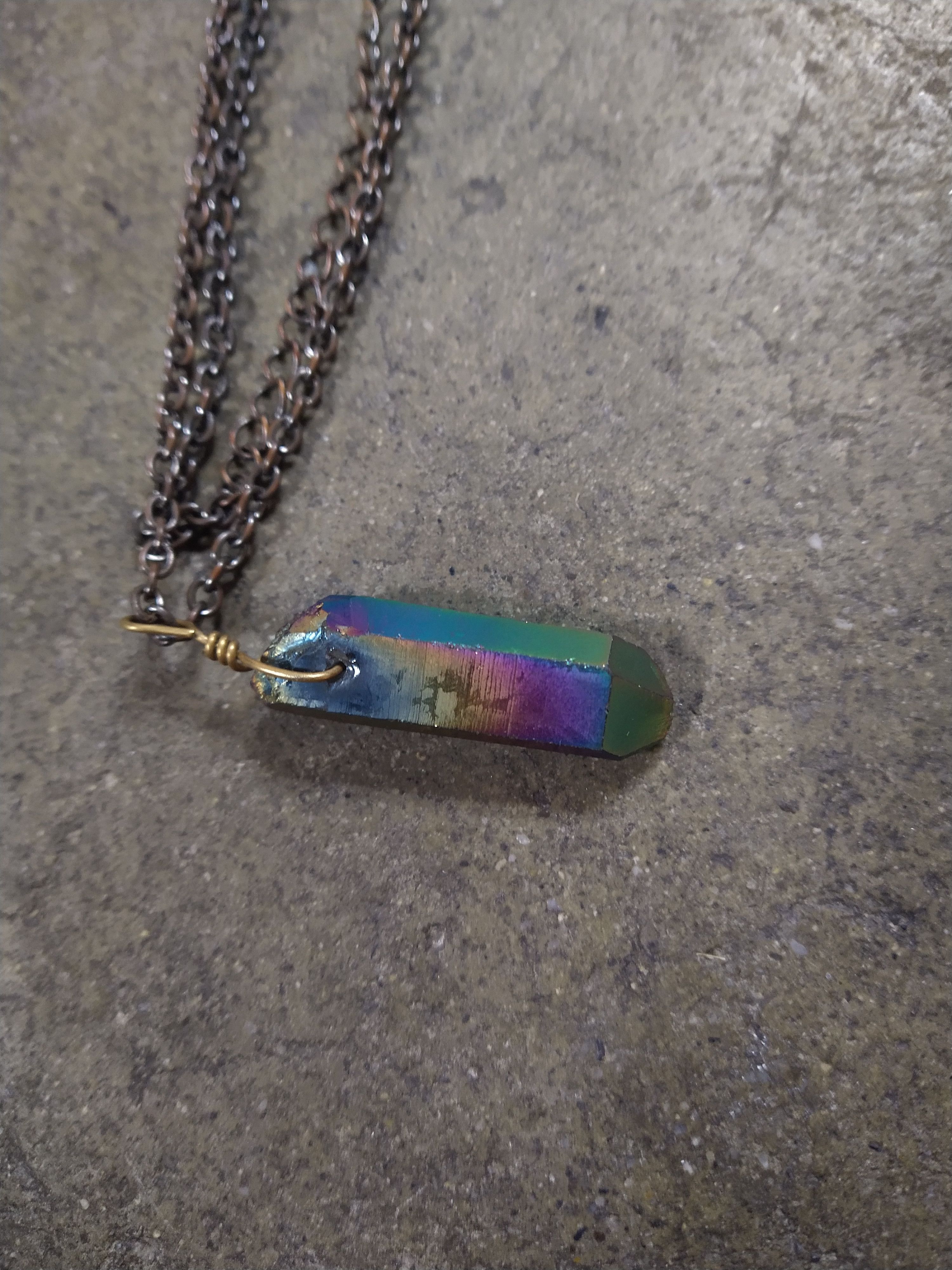 Jewelry Rainbow Aura Quartz Wand Necklace Pendant 24" Size ONE SIZE - 4 Thumbnail