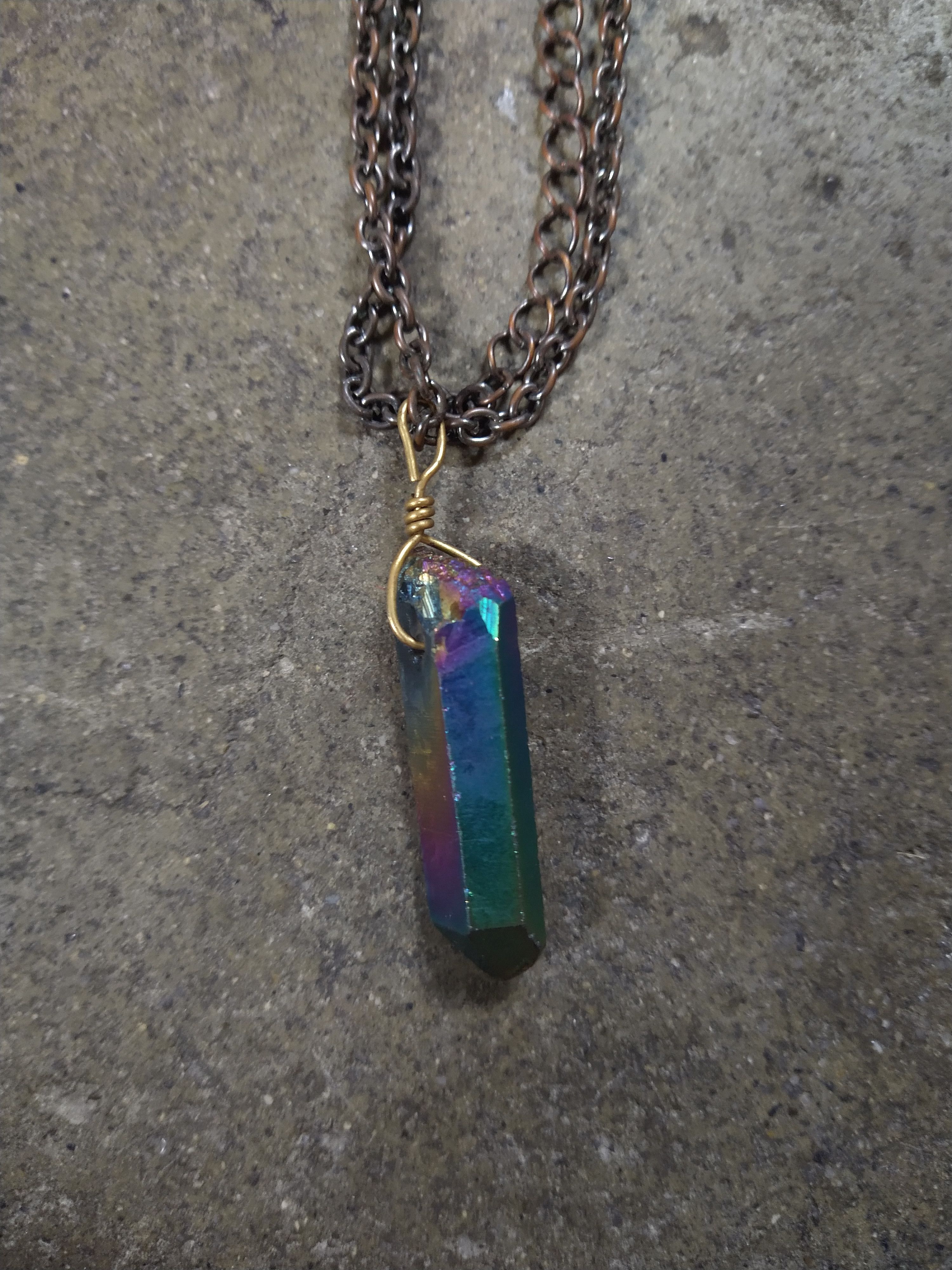 Jewelry Rainbow Aura Quartz Wand Necklace Pendant 24" Size ONE SIZE - 3 Thumbnail