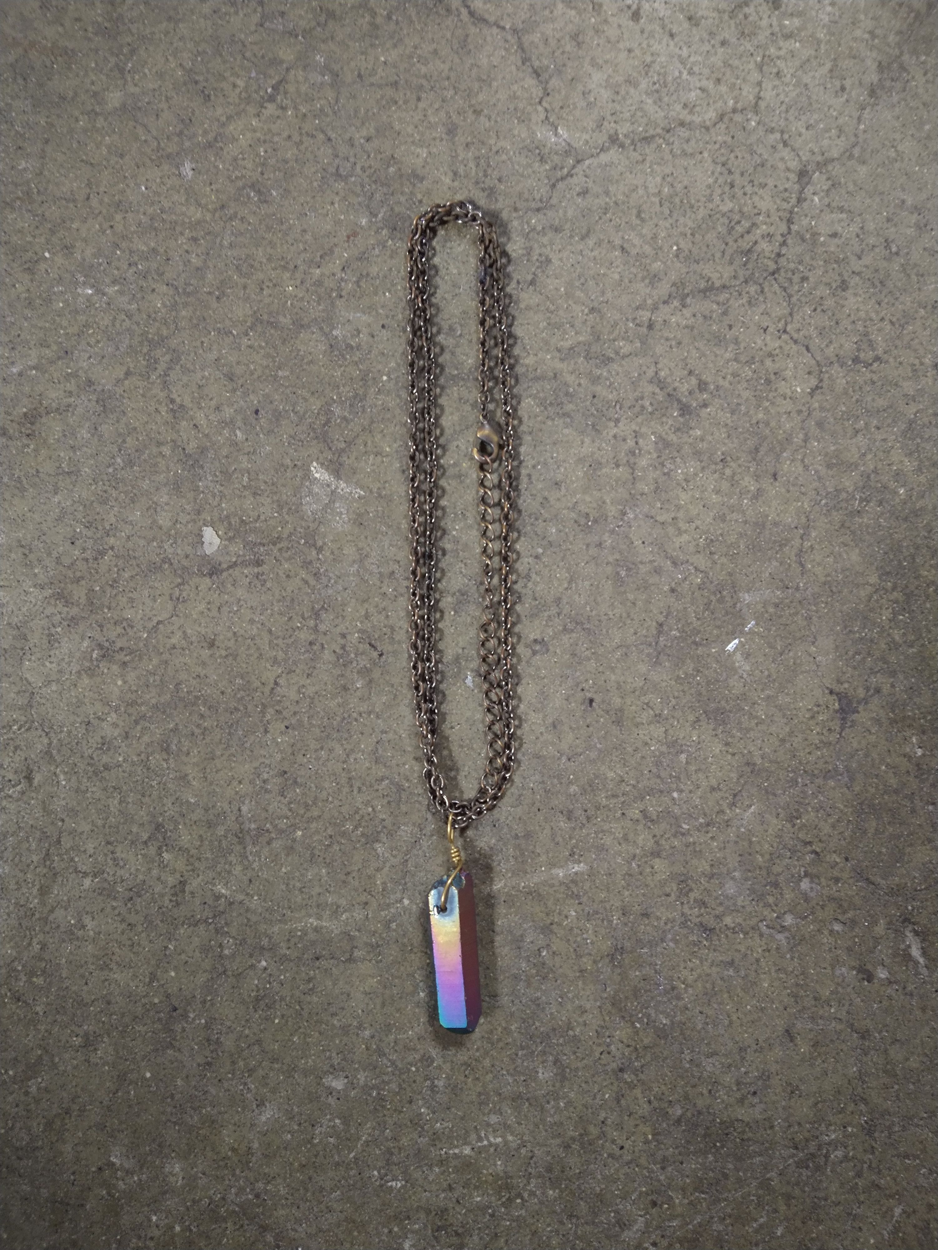 Jewelry Rainbow Aura Quartz Wand Necklace Pendant 24" Size ONE SIZE - 1 Thumbnail