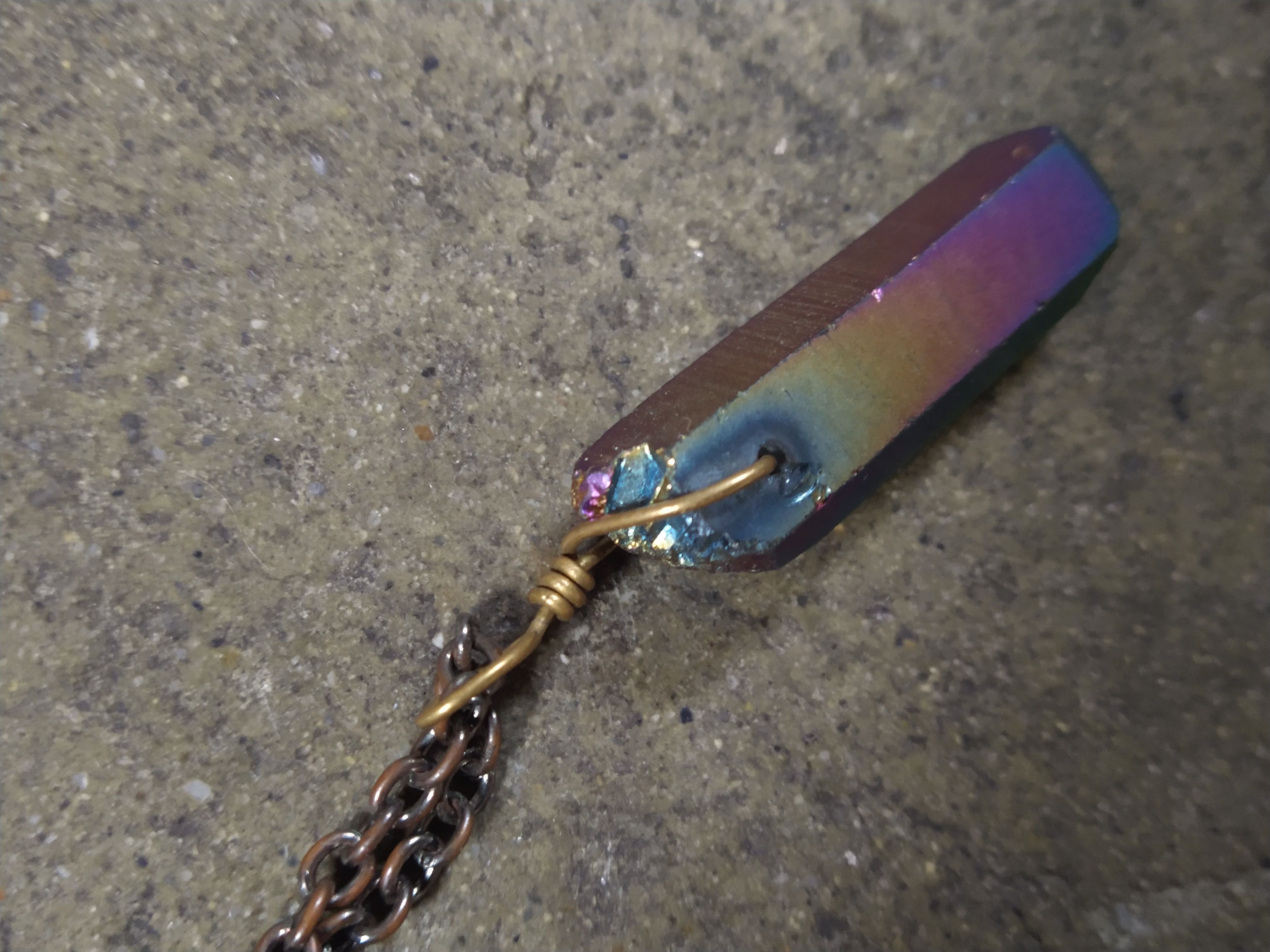 Jewelry Rainbow Aura Quartz Wand Necklace Pendant 24" Size ONE SIZE - 5 Thumbnail