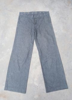 Vintage 70s Wide-Leg Flared Pants 32x31 Polyester Patch-Pocket  Contrast-Stitch
