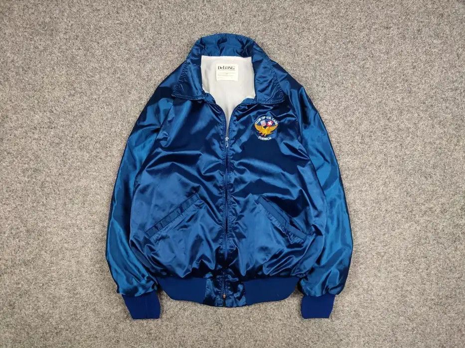 Delong Vintage 90' Delong Light Blue Bomber Jacket Club of U.S. Car Size US L / EU 52-54 / 3 - 1 Thumbnail