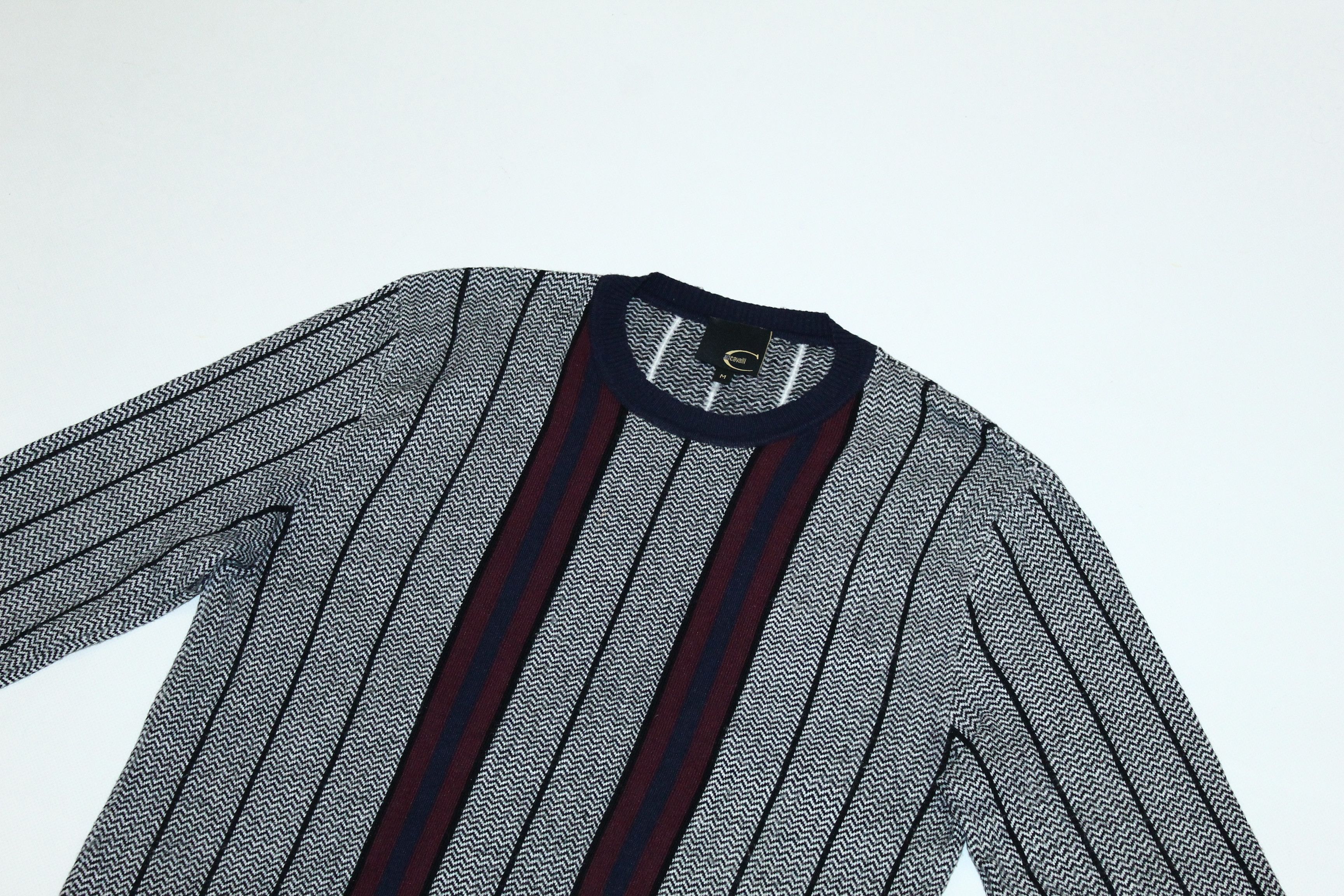Just Cavalli Just Cavalli Herringbone Knit Crew Neck Mix Jumper Size US M / EU 48-50 / 2 - 2 Thumbnail