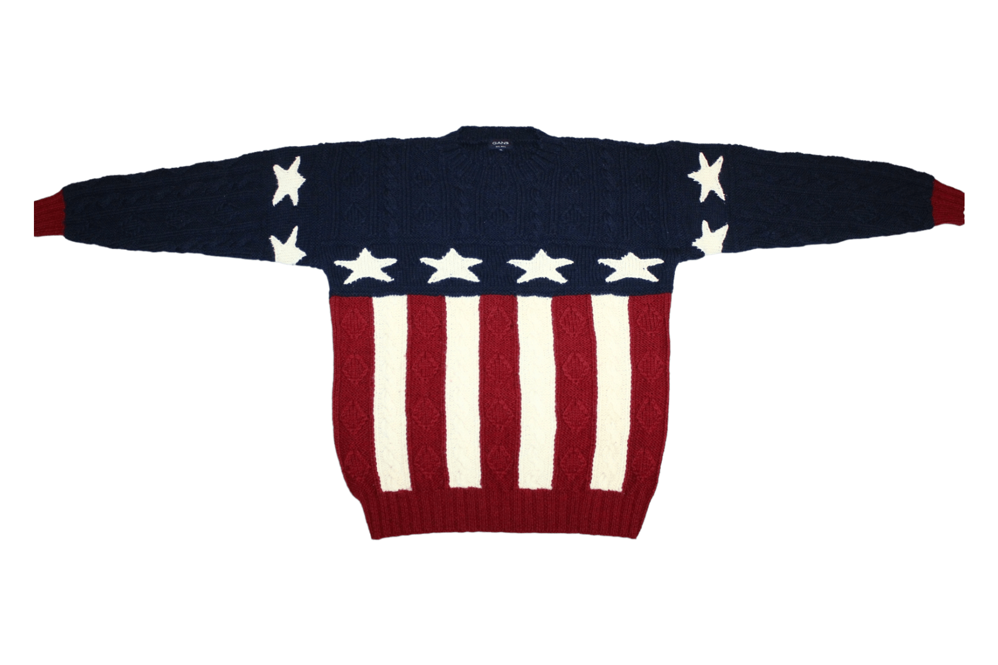 Gant Rugger 🔥VTG🔥 GANT USA Flag Cable Knit Wool Crew Sweater Size US XL / EU 56 / 4 - 6 Thumbnail