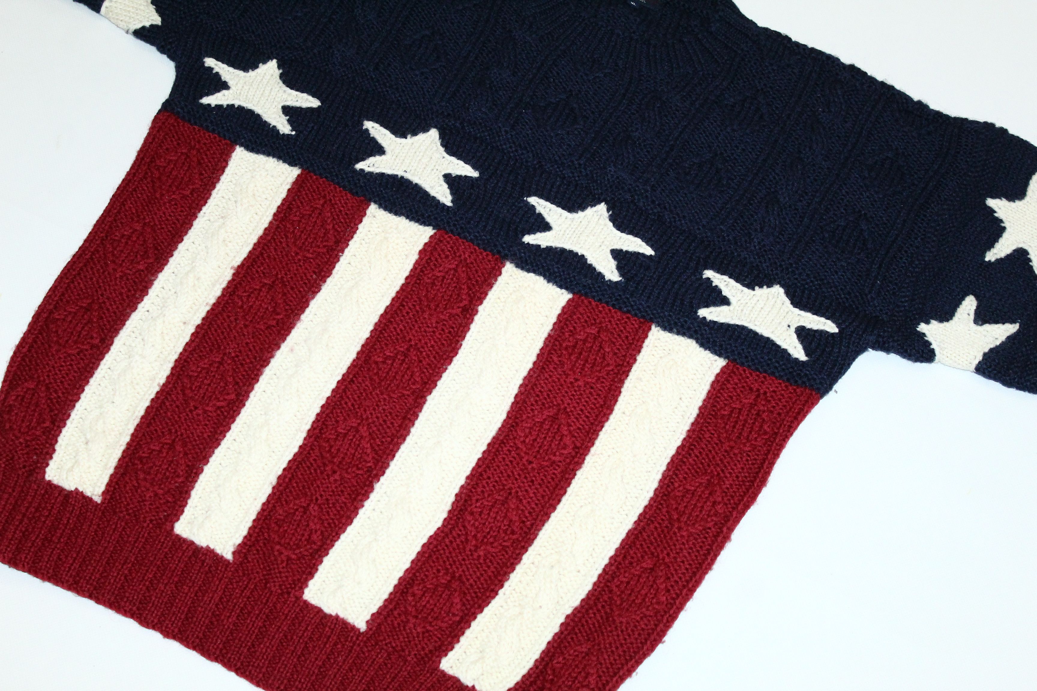 Gant Rugger 🔥VTG🔥 GANT USA Flag Cable Knit Wool Crew Sweater Size US XL / EU 56 / 4 - 8 Thumbnail