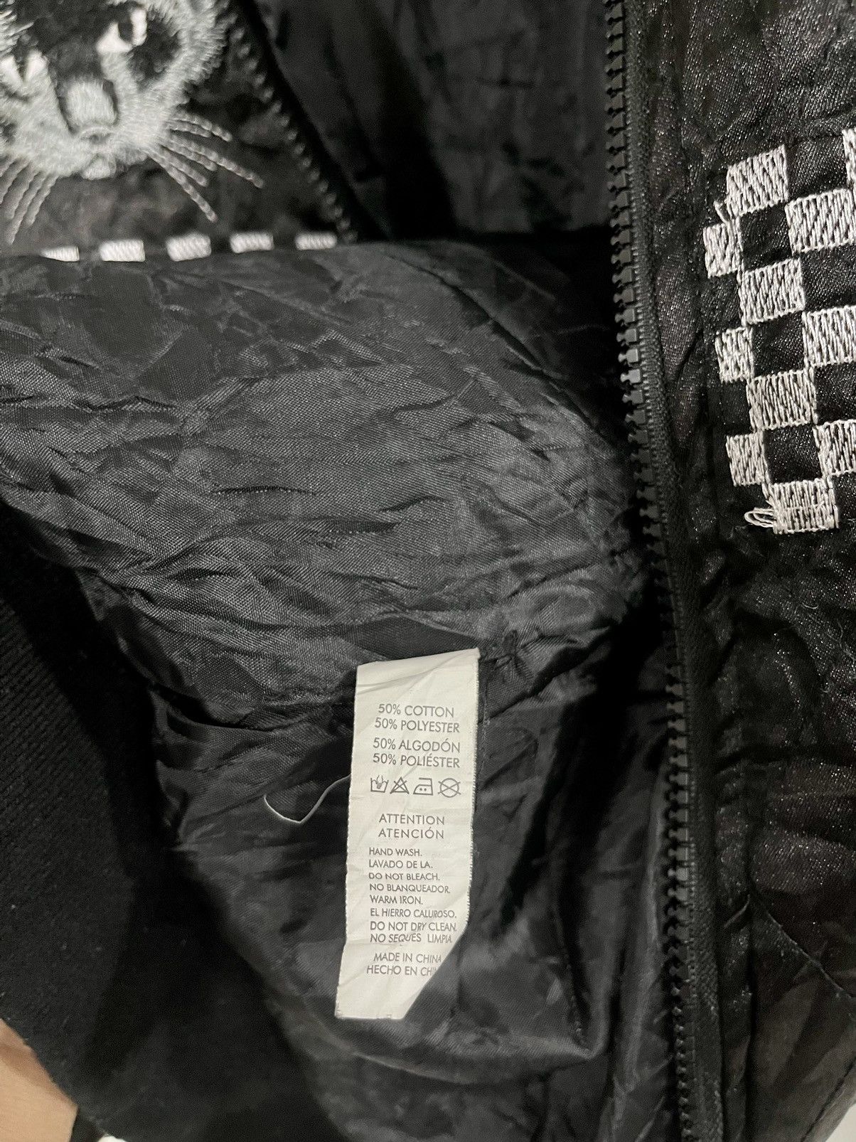 Japanese Brand × Vintage VINTAGE SATIN BLACK CATS FULL ZIPPER SUKAJAN SOUVENIR JACKET Size US M / EU 48-50 / 2 - 9 Thumbnail