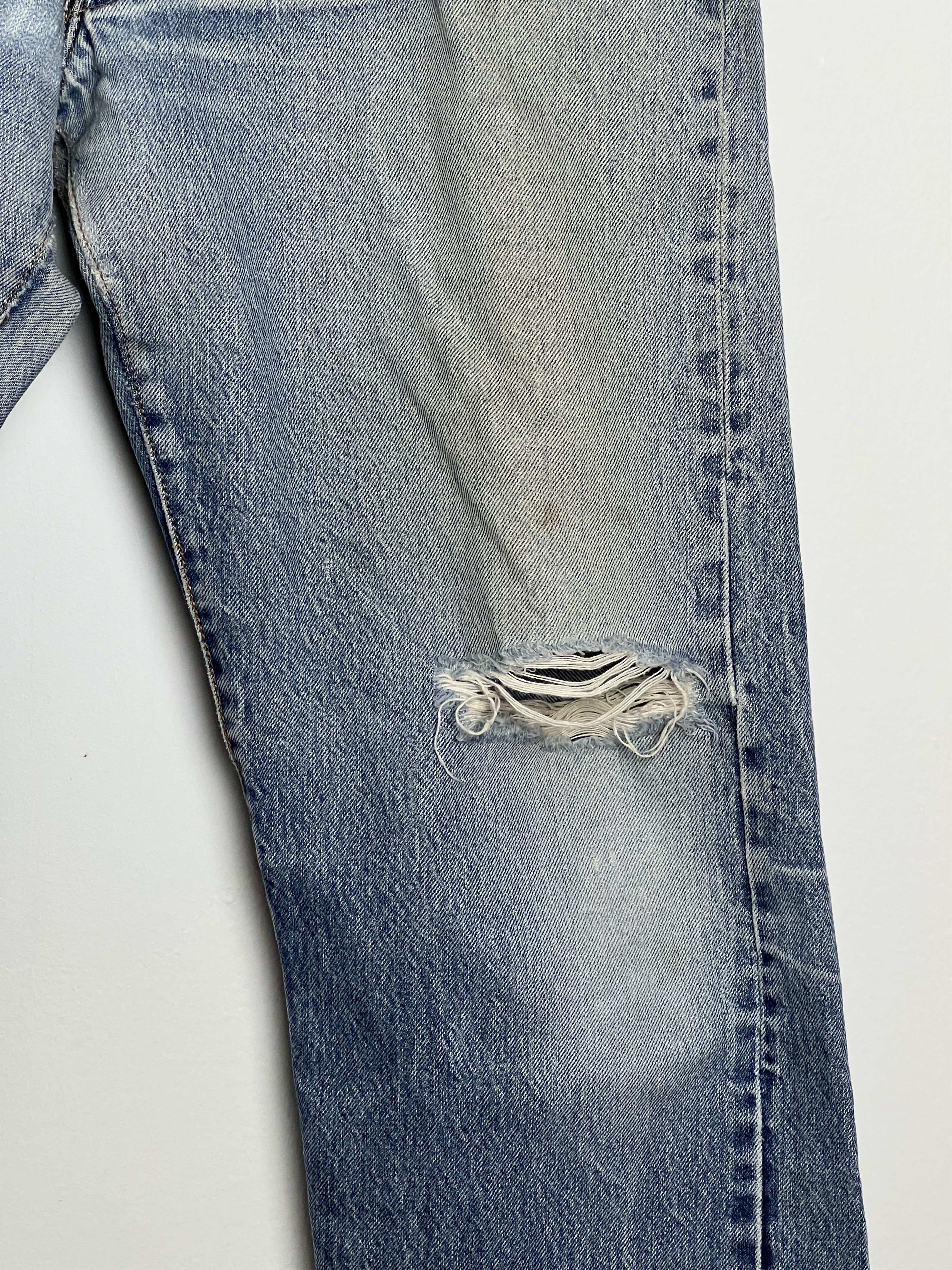 Levi's 1970s Levi's 501 Distressed Redline Selvedge #524 Denim Size US 33 - 3 Thumbnail