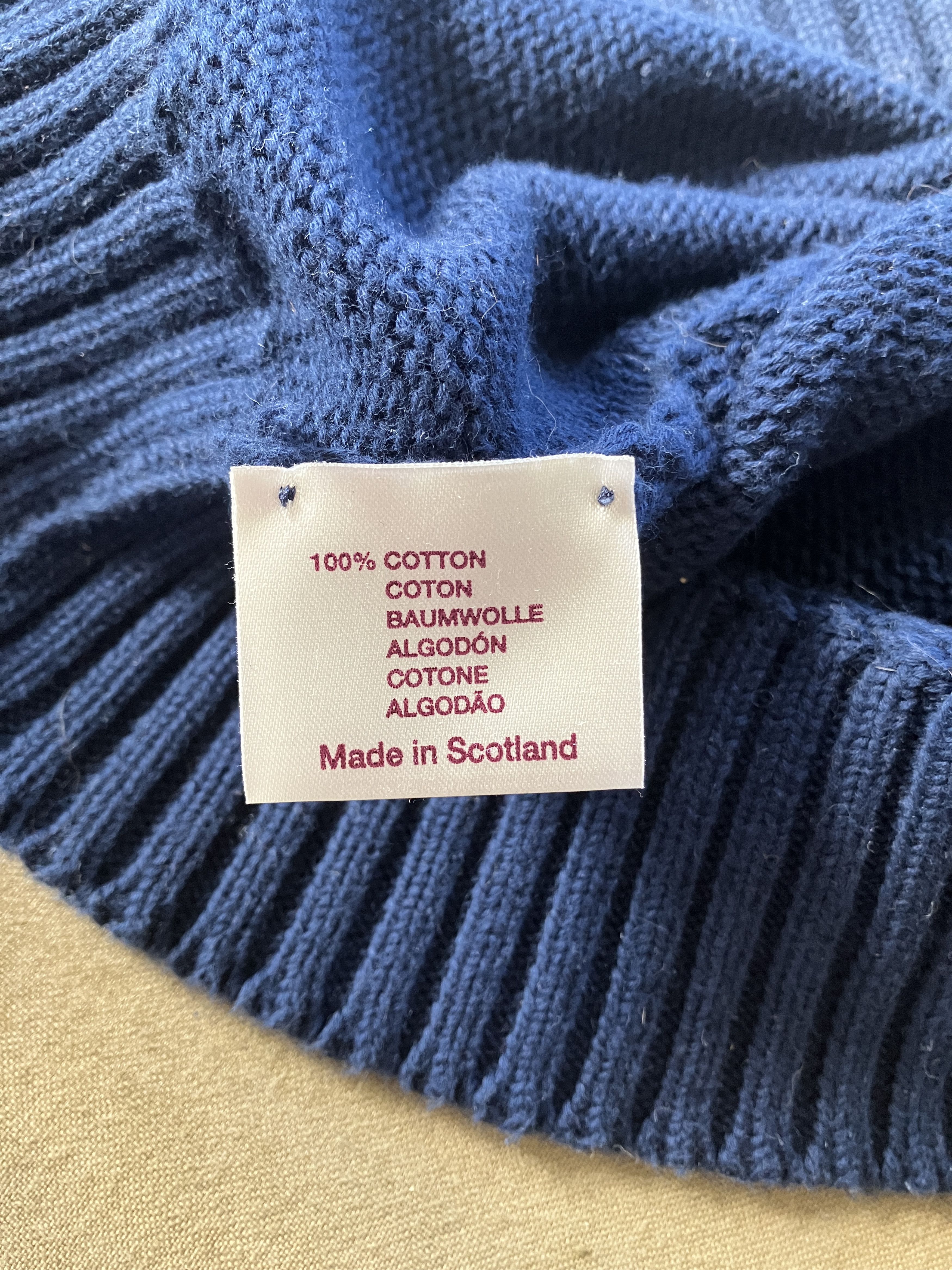 Navy knitted cotton sweater
