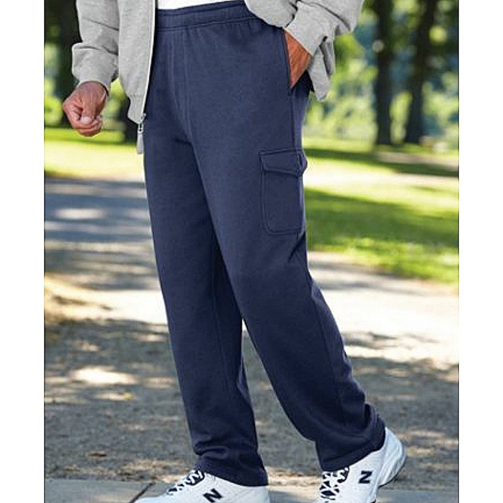 John Blair Men's John Blair Fleece Cargo Sweatpants Navy Size M Grailed