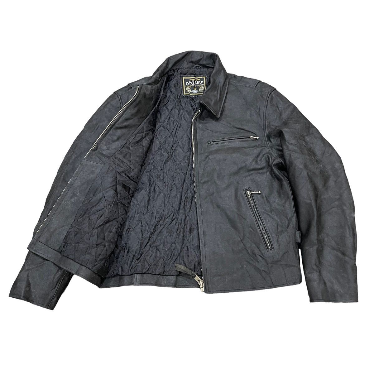 Genuine Leather Vintage!! Genuine Leather Motorcycle Bikers Jacket Size US L / EU 52-54 / 3 - 2 Thumbnail