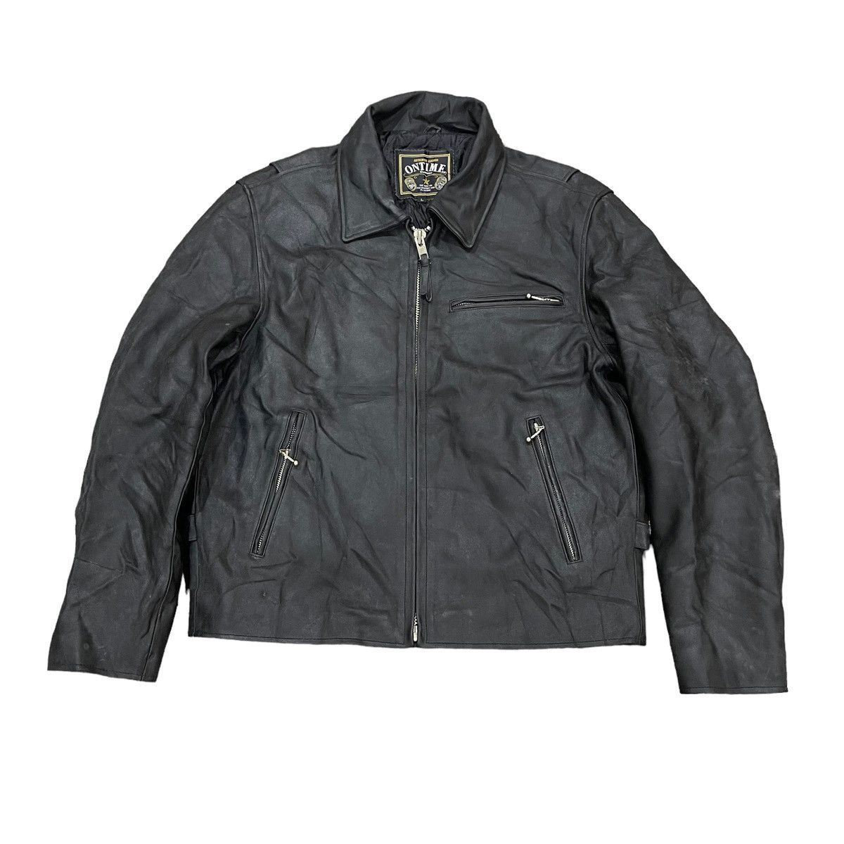 Genuine Leather Vintage!! Genuine Leather Motorcycle Bikers Jacket Size US L / EU 52-54 / 3 - 1 Thumbnail