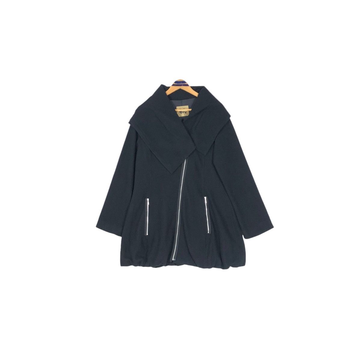 Japanese Brand Me Fu Women’s Wool Jacket Asymmetrical Zip Up Large Collar Size US S / EU 44-46 / 1 - 2 Thumbnail