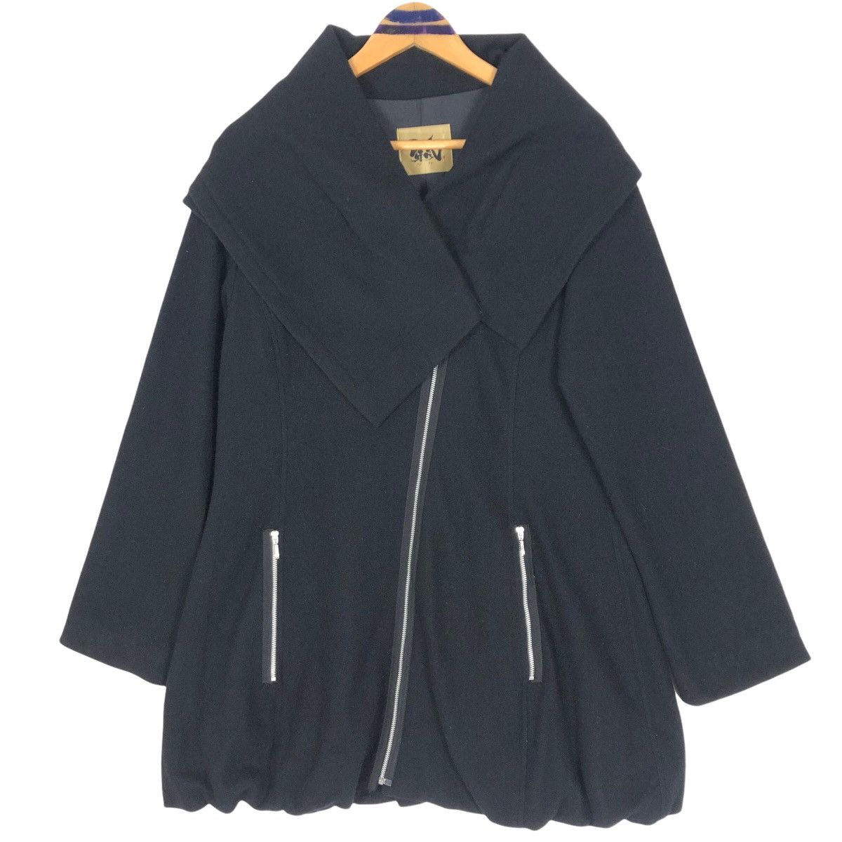Japanese Brand Me Fu Women’s Wool Jacket Asymmetrical Zip Up Large Collar Size US S / EU 44-46 / 1 - 1 Thumbnail