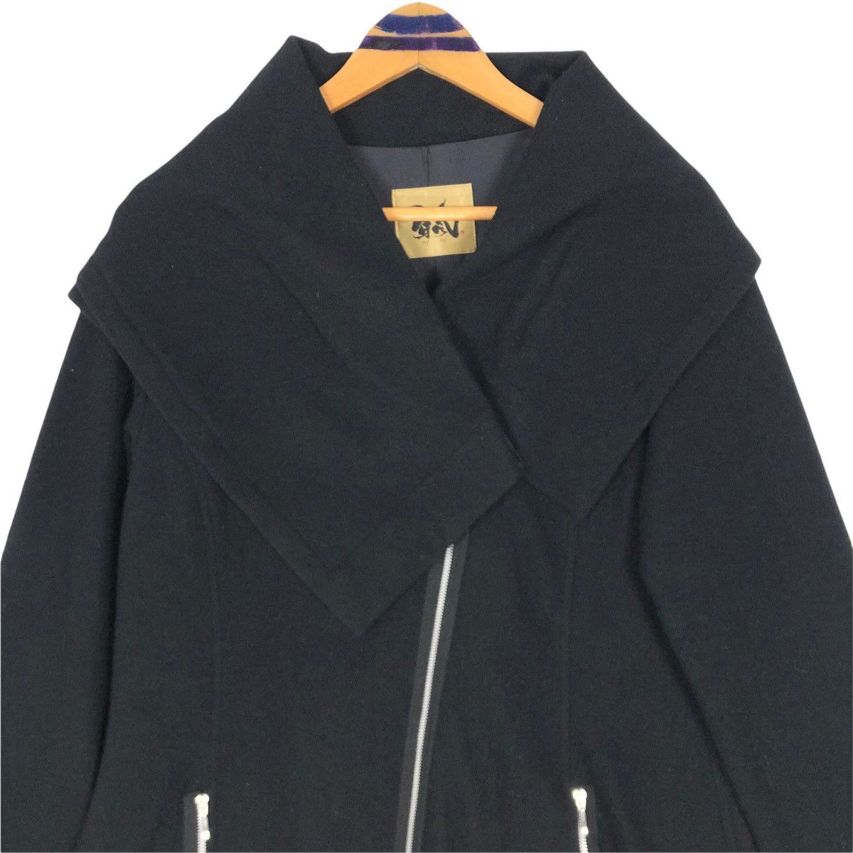 Japanese Brand Me Fu Women’s Wool Jacket Asymmetrical Zip Up Large Collar Size US S / EU 44-46 / 1 - 3 Thumbnail