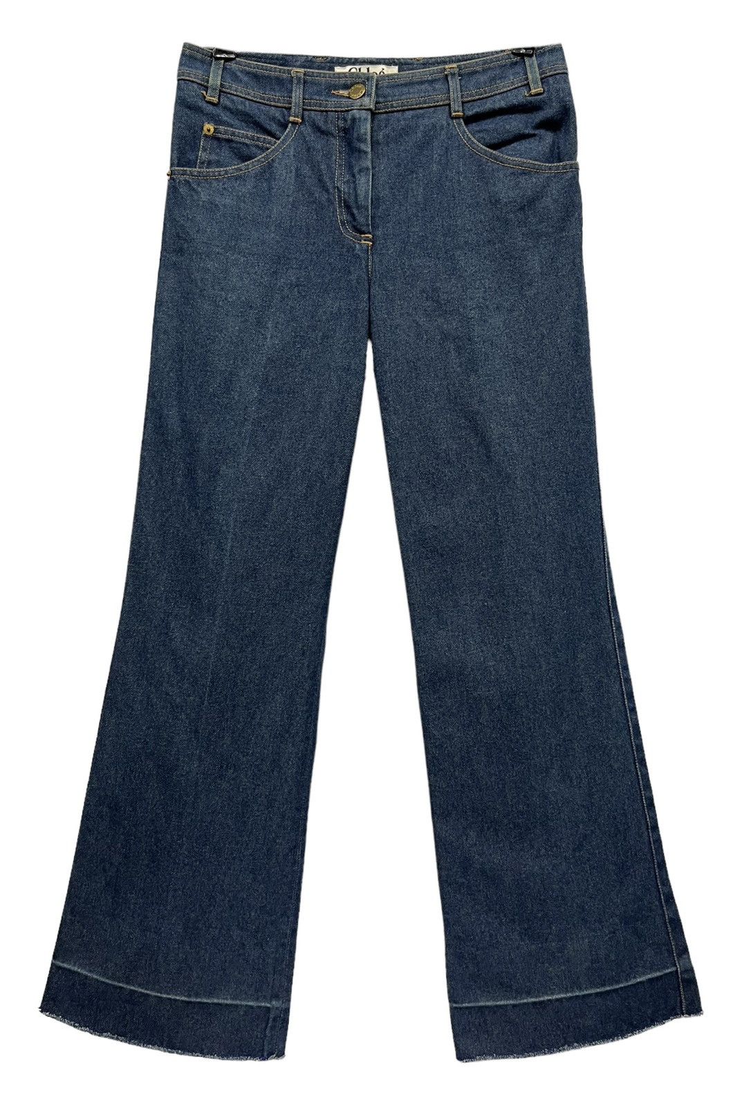 Chloe 🔥Vintage CHLOE Flare Petit Jeans Made In France Riri Zipper Size 27" / US 4 / IT 40 - 7 Thumbnail