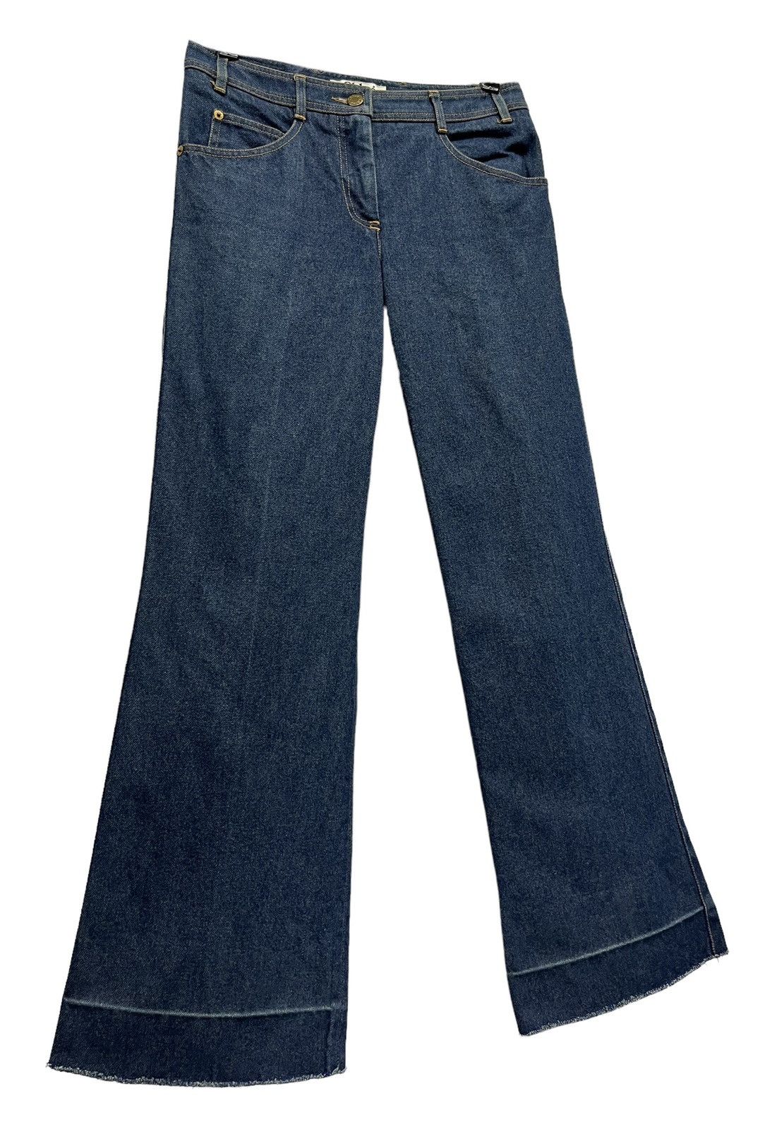 Chloe 🔥Vintage CHLOE Flare Petit Jeans Made In France Riri Zipper Size 27" / US 4 / IT 40 - 6 Thumbnail