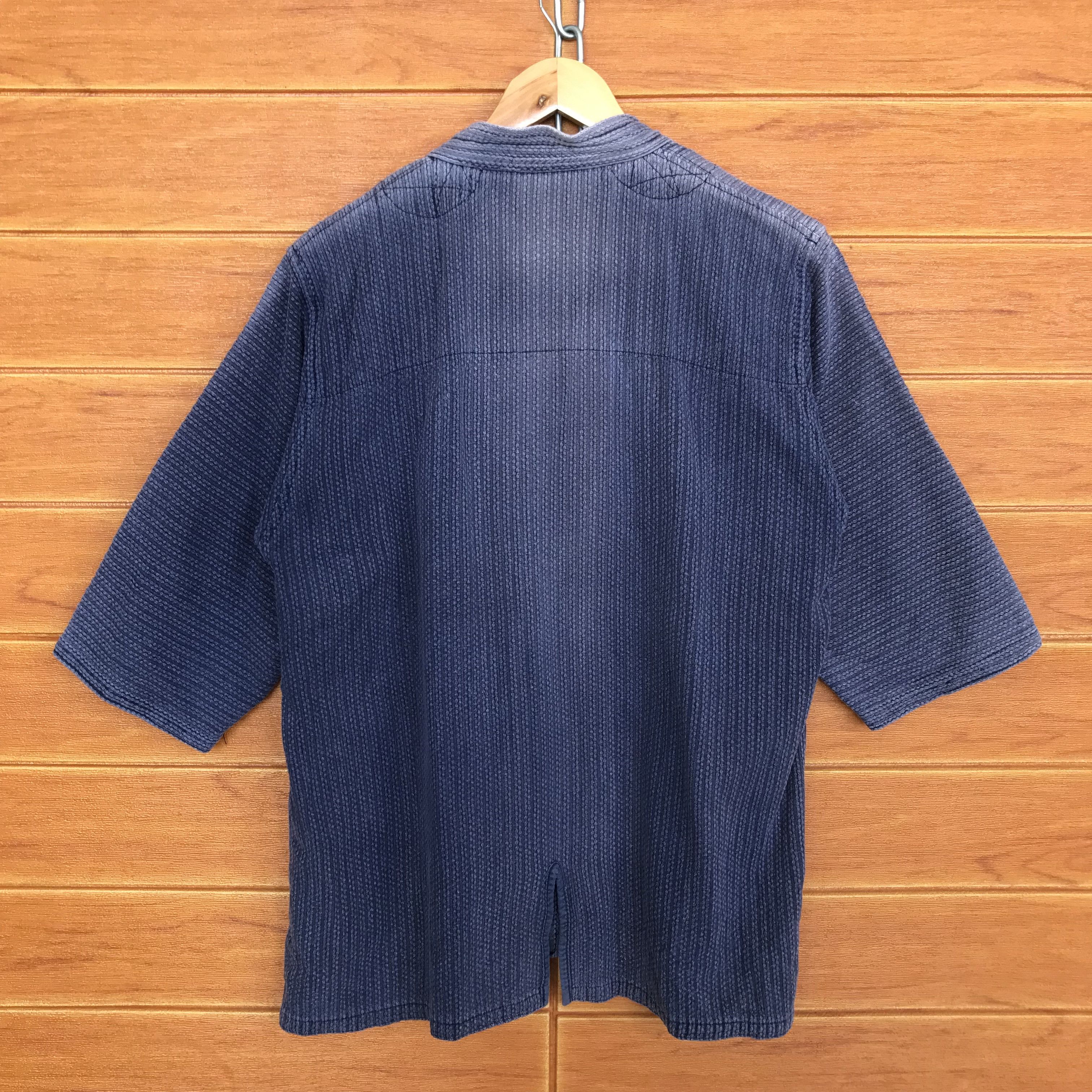 Indigo Vintage Kendo Noragi Indigo Faded Dyed Woven Cardigan jacket Size US L / EU 52-54 / 3 - 7 Thumbnail