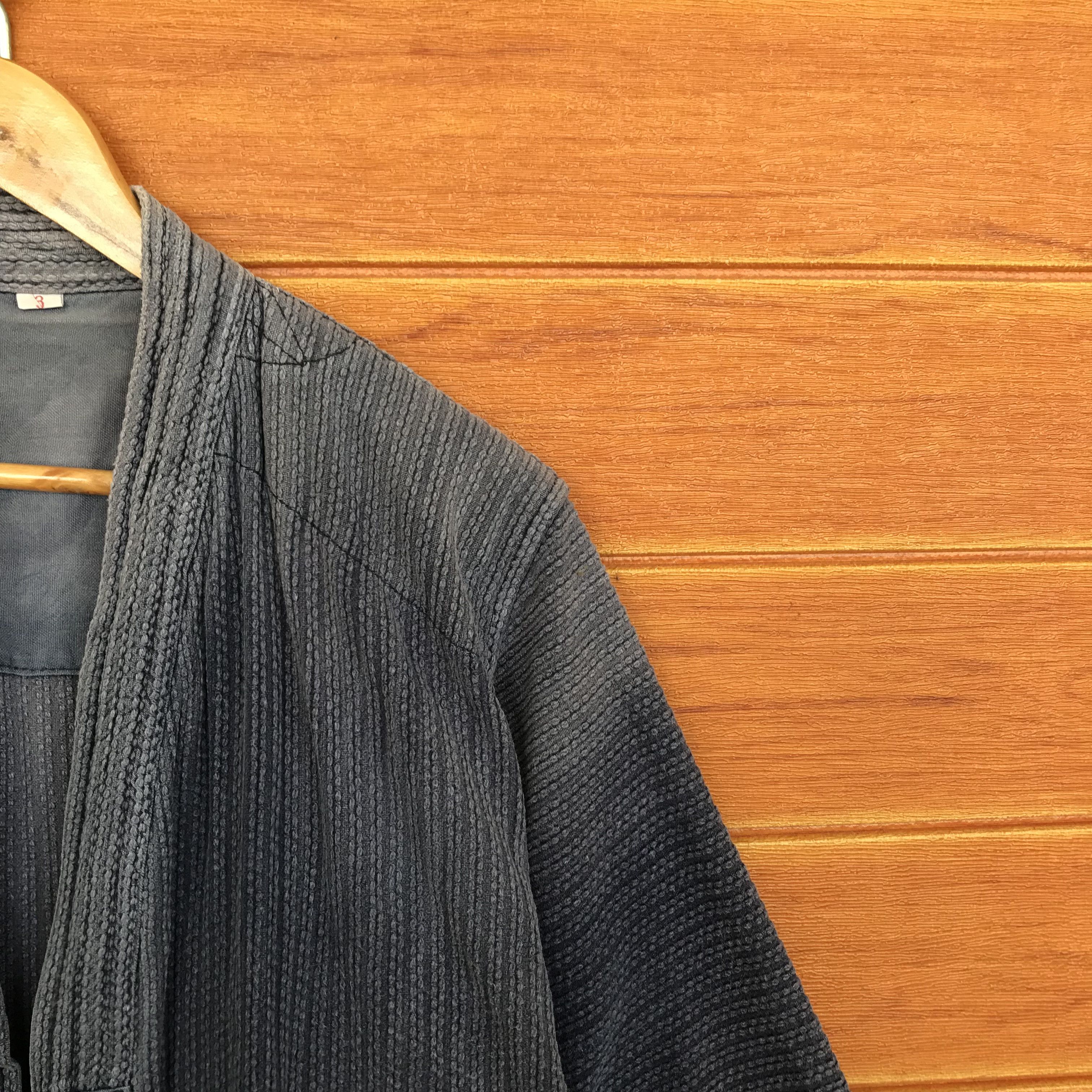 Indigo Vintage Kendo Noragi Indigo Faded Dyed Woven Cardigan jacket Size US L / EU 52-54 / 3 - 3 Thumbnail
