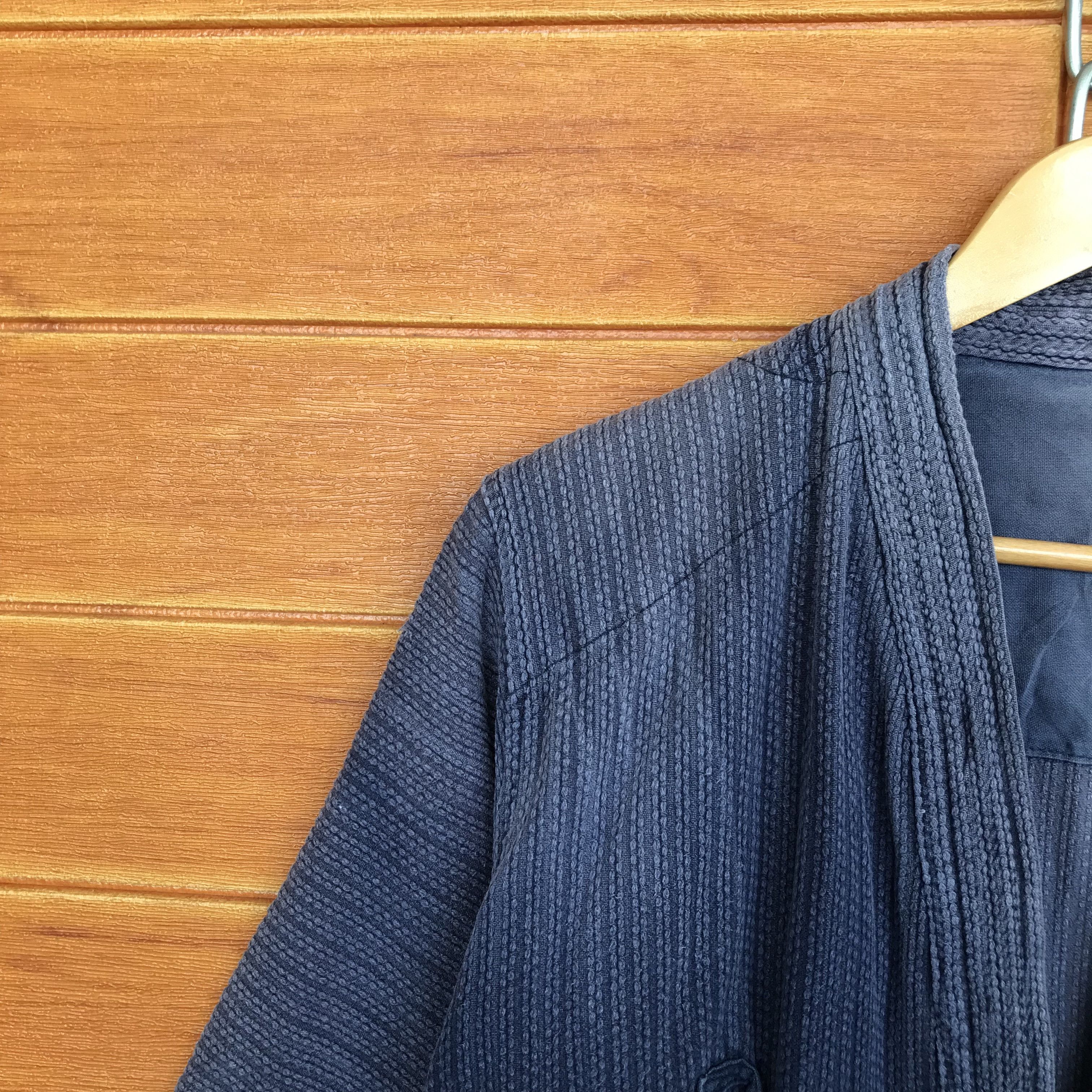 Indigo Vintage Kendo Noragi Indigo Faded Dyed Woven Cardigan jacket Size US L / EU 52-54 / 3 - 2 Thumbnail