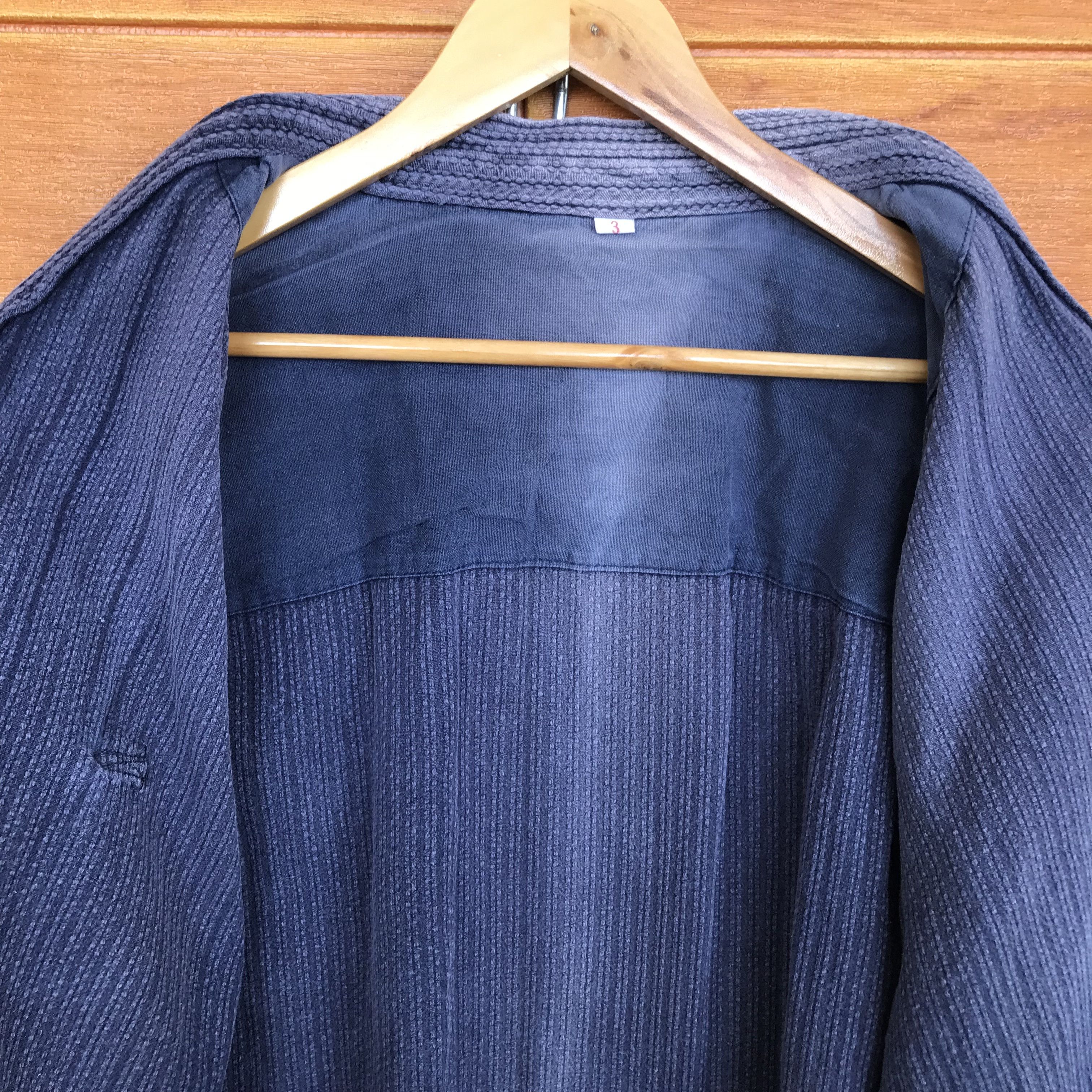 Indigo Vintage Kendo Noragi Indigo Faded Dyed Woven Cardigan jacket Size US L / EU 52-54 / 3 - 8 Thumbnail