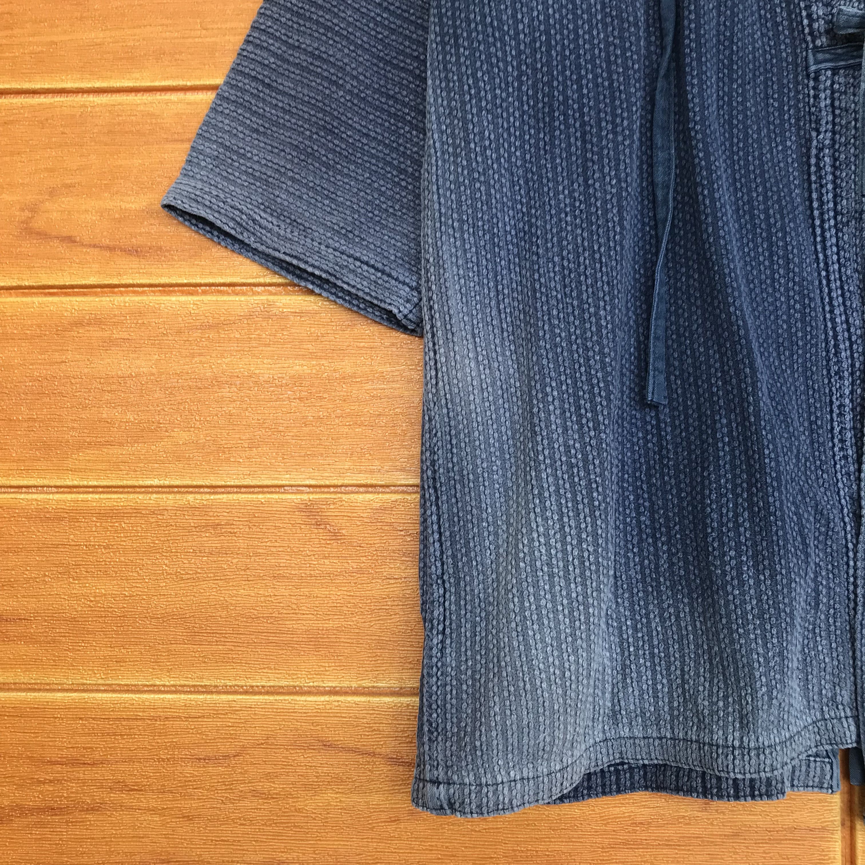Indigo Vintage Kendo Noragi Indigo Faded Dyed Woven Cardigan jacket Size US L / EU 52-54 / 3 - 4 Thumbnail