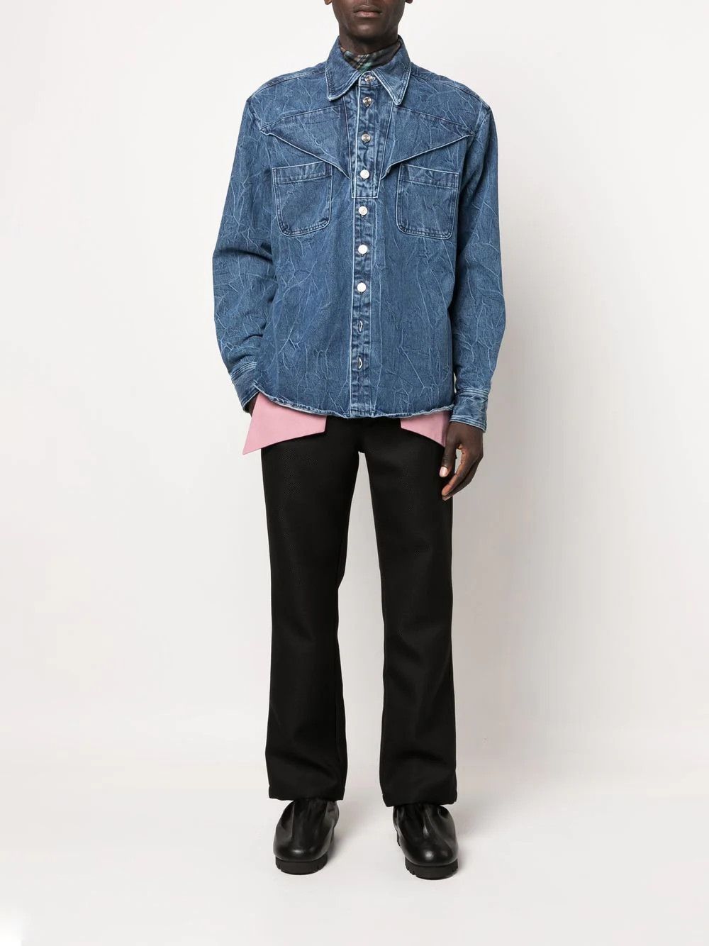 Namacheko Eveh crinkled-finish denim shirt | Grailed