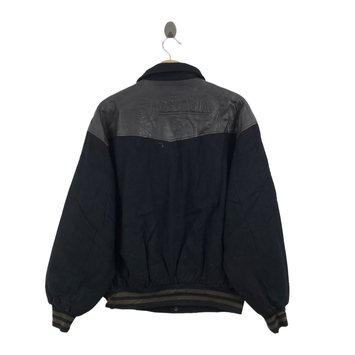 Vintage Vintage GIORGIA COFFEE Varsity Jacket Wool Leather Casual Size US L / EU 52-54 / 3 - 4 Thumbnail