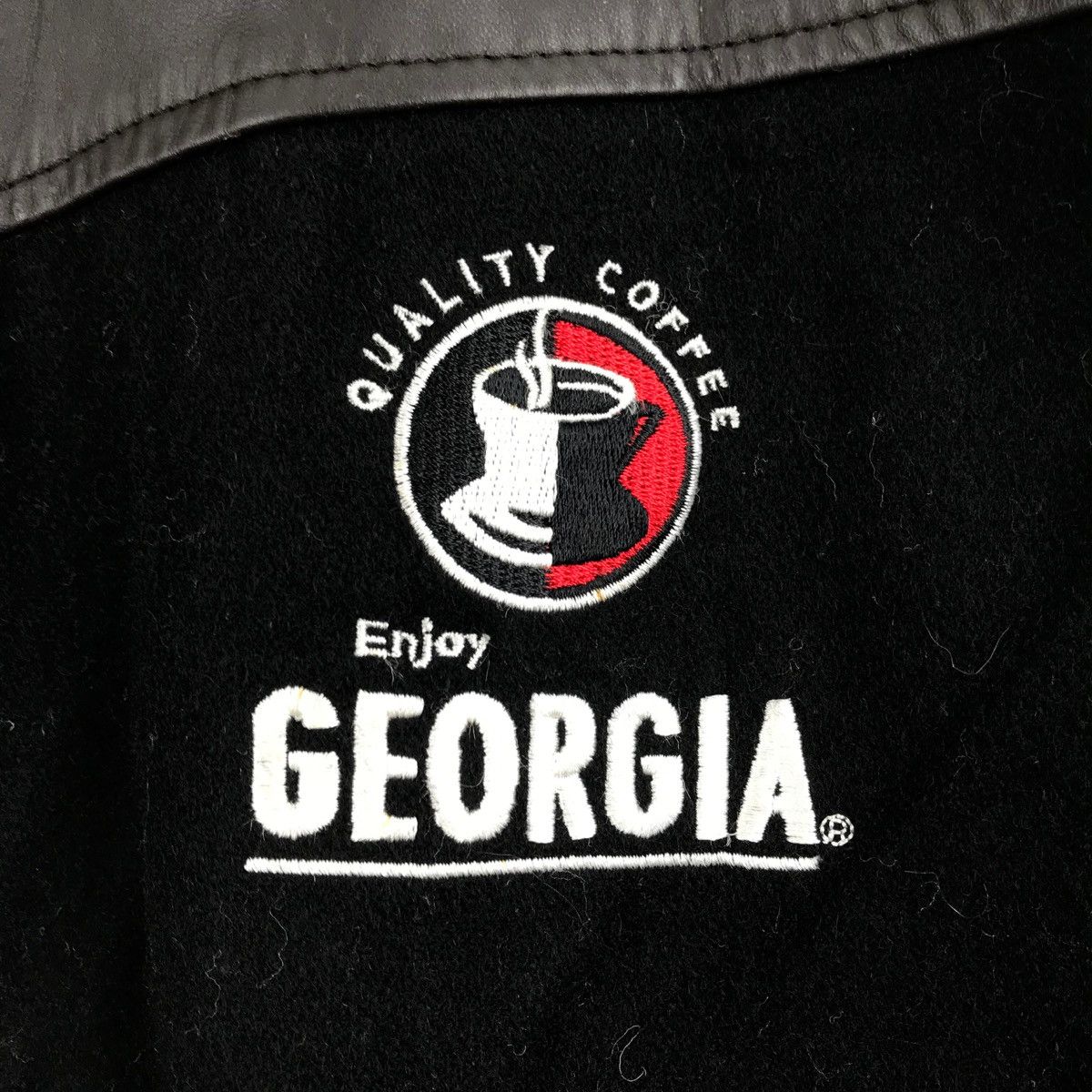 Vintage Vintage GIORGIA COFFEE Varsity Jacket Wool Leather Casual Size US L / EU 52-54 / 3 - 3 Thumbnail