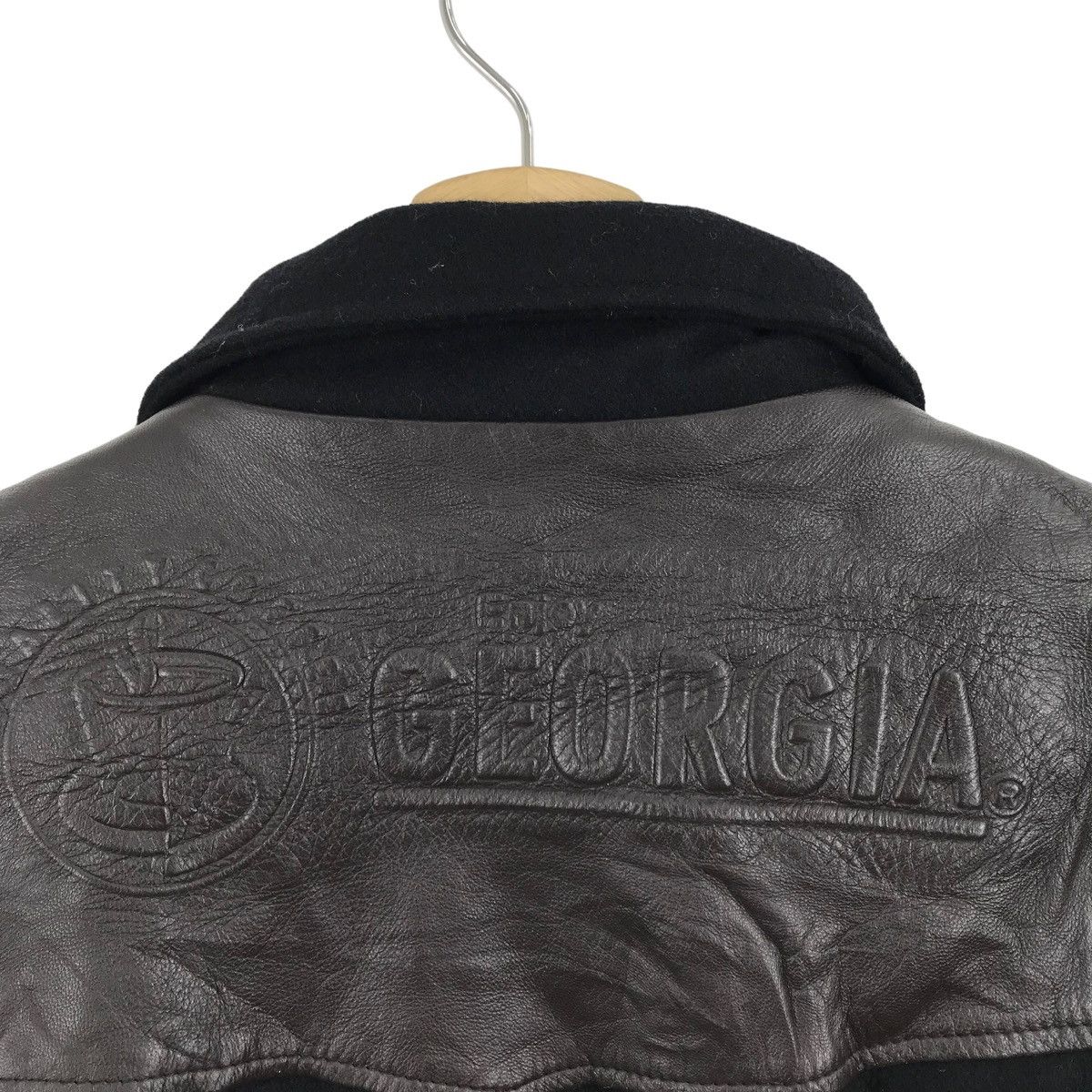 Vintage Vintage GIORGIA COFFEE Varsity Jacket Wool Leather Casual Size US L / EU 52-54 / 3 - 5 Thumbnail