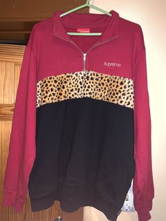 Supreme Leopard Panel Half Zip Sweatshirt | Grailed