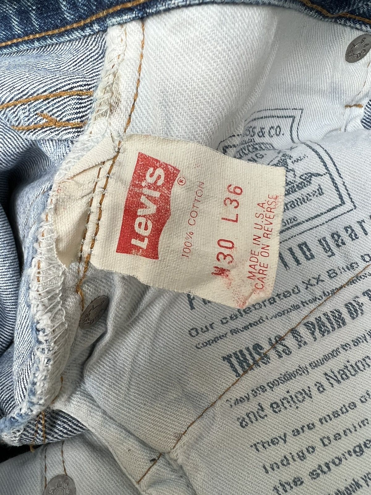 Levi's Vintage 90s Levi’s 501 Redline E Fade Denim Selvedge Jeans Size US 30 / EU 46 - 19 Thumbnail