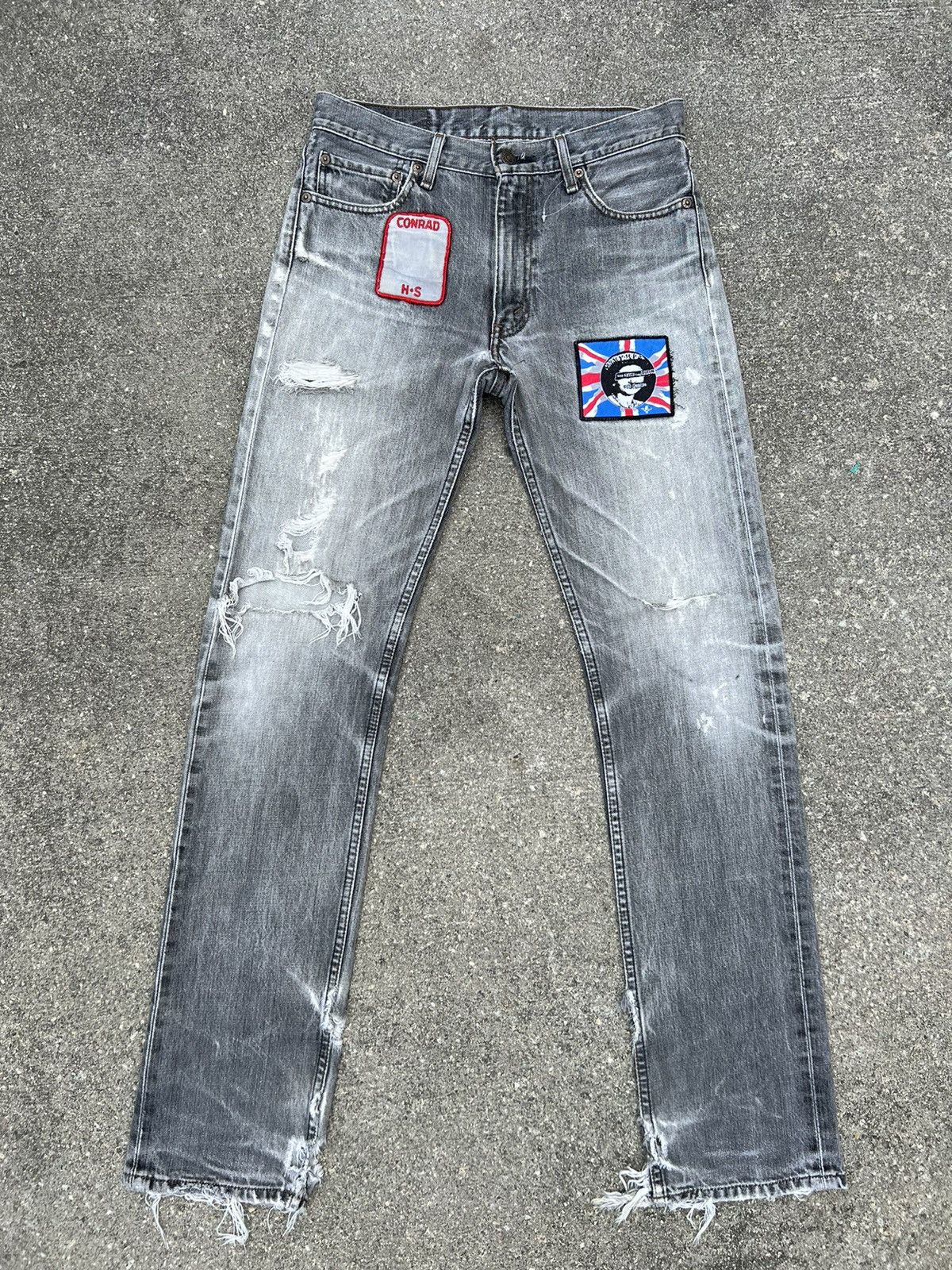 Levi's Trashed 2002 Levi’s 505 Faded Black Denim Distress Jeans Size US 31 - 1 Thumbnail
