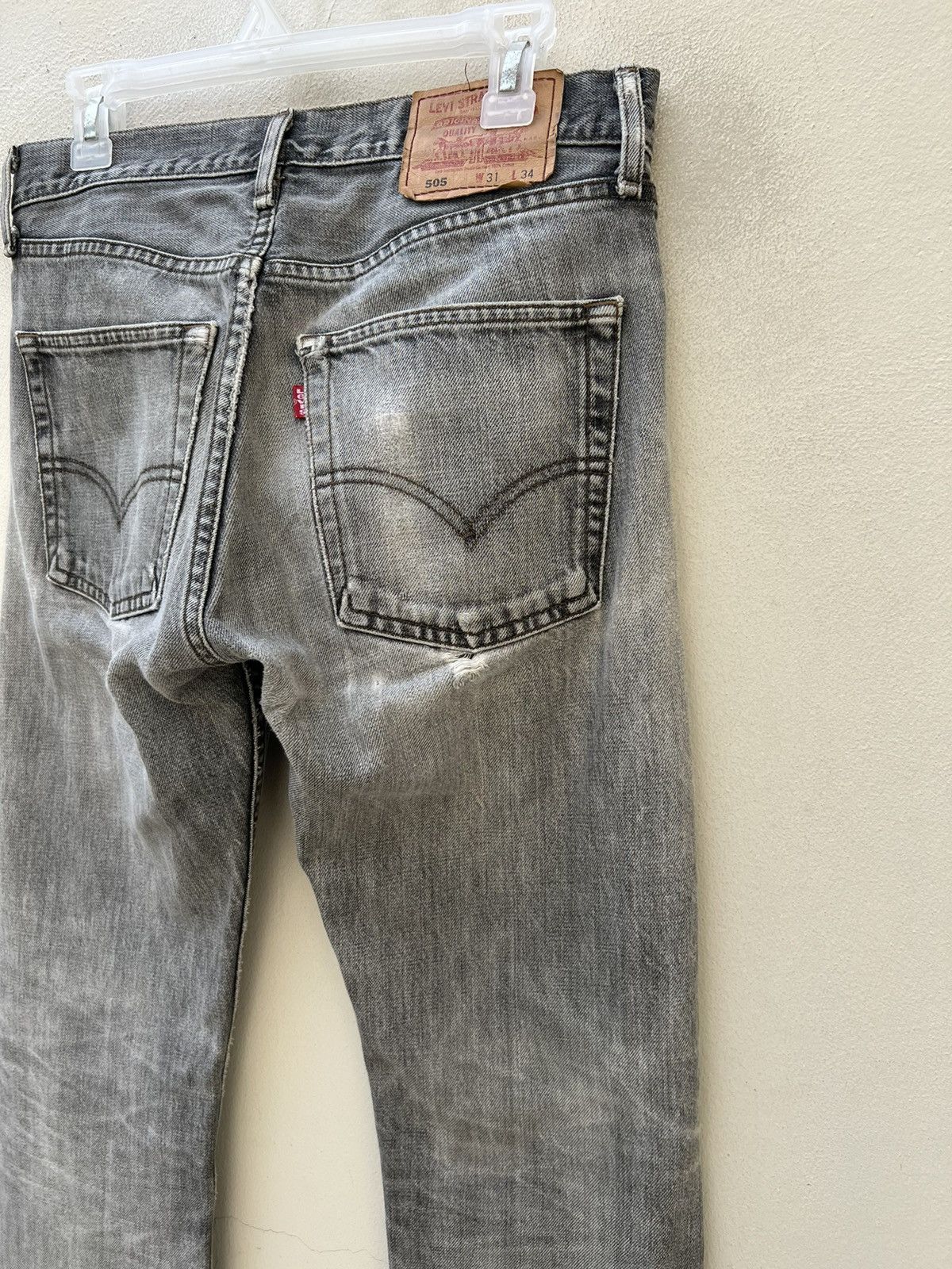 Levi's Trashed 2002 Levi’s 505 Faded Black Denim Distress Jeans Size US 31 - 20 Thumbnail