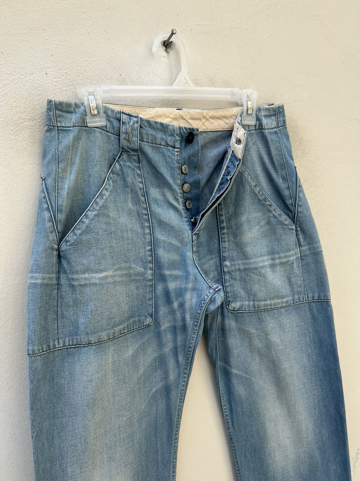 Hiroshi Kato × KATO Sun Fade Blue Vintage Kato Japan Dirty Denim Fatigue Pant Size US 31 - 7 Thumbnail