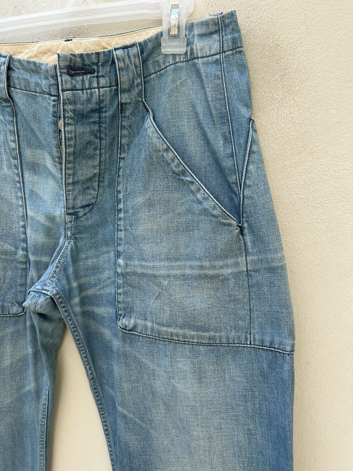 Hiroshi Kato × KATO Sun Fade Blue Vintage Kato Japan Dirty Denim Fatigue Pant Size US 31 - 11 Thumbnail
