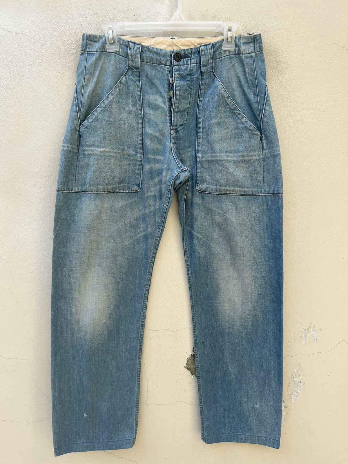 Hiroshi Kato × KATO Sun Fade Blue Vintage Kato Japan Dirty Denim Fatigue Pant Size US 31 - 6 Thumbnail