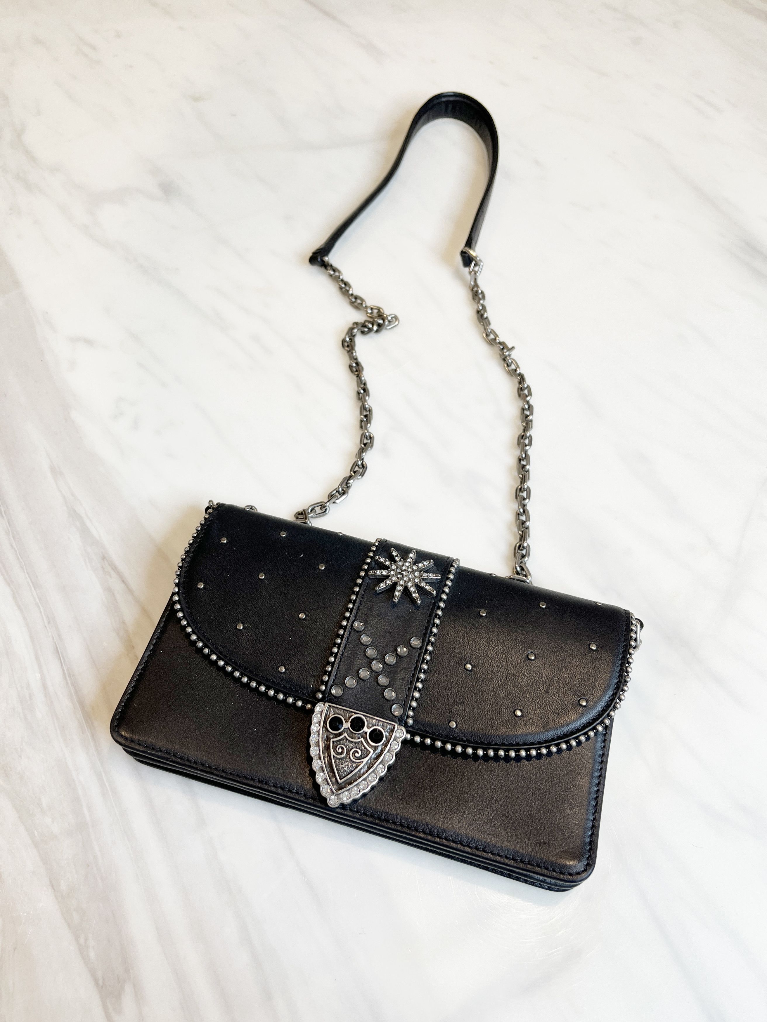 Marc Jacobs Leather Embellished Crystal Crossbody Bag