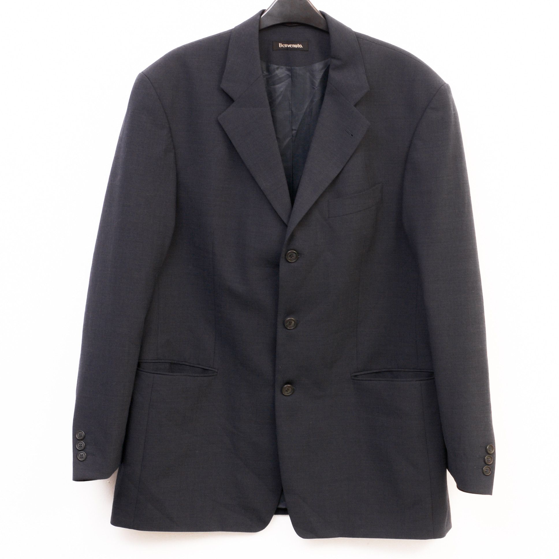BENVENUTO. Wool Blazer EU 52 Sports Coat L Suit Jacket Formal Black Size 42R - 1 Thumbnail