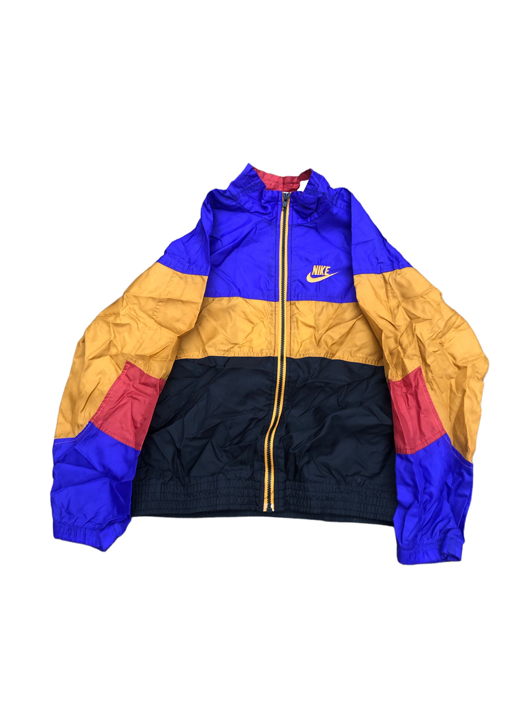 Vintage 90s Nike Windbreaker Small Gray Tag Multicolor