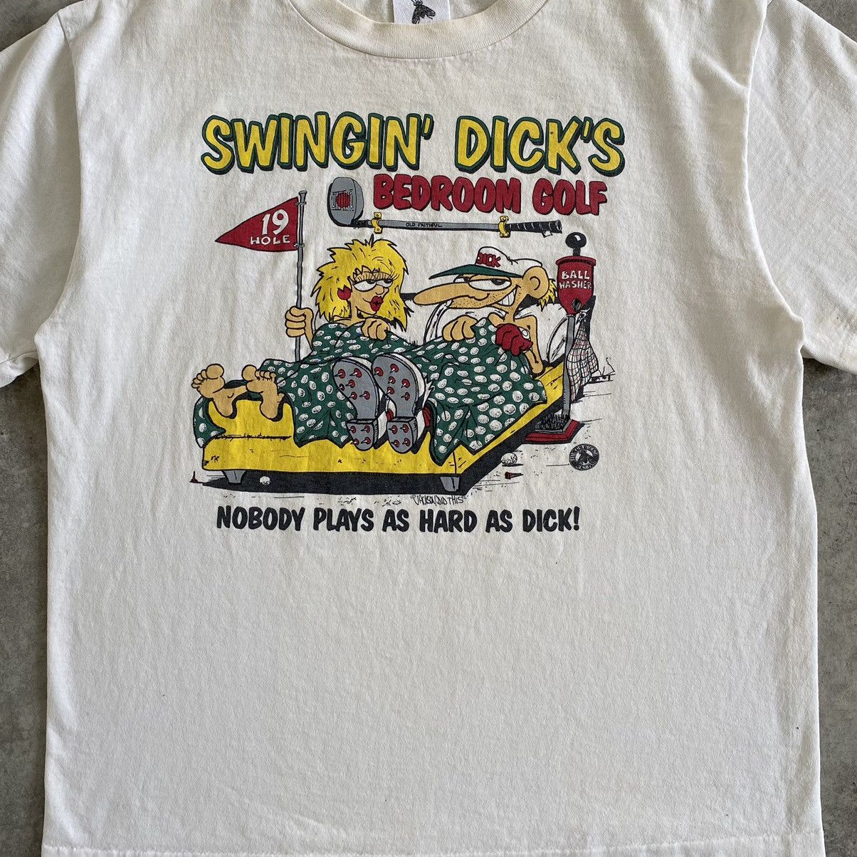 Vintage Vintage 90’s Swingin’ DICK’S Rules Wording Dirty T-shirt Size US L / EU 52-54 / 3 - 5 Thumbnail