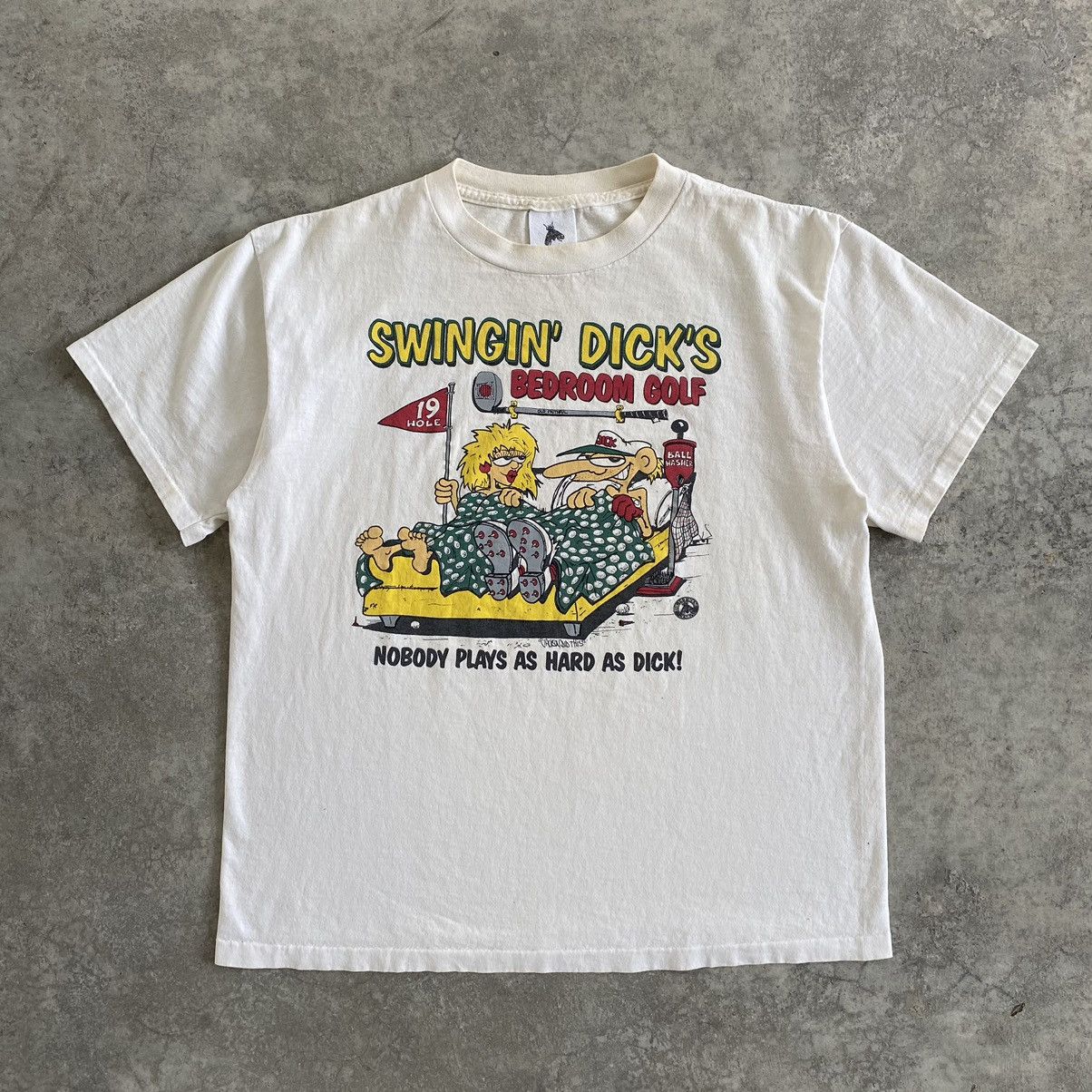 Vintage Vintage 90’s Swingin’ DICK’S Rules Wording Dirty T-shirt Size US L / EU 52-54 / 3 - 1 Thumbnail