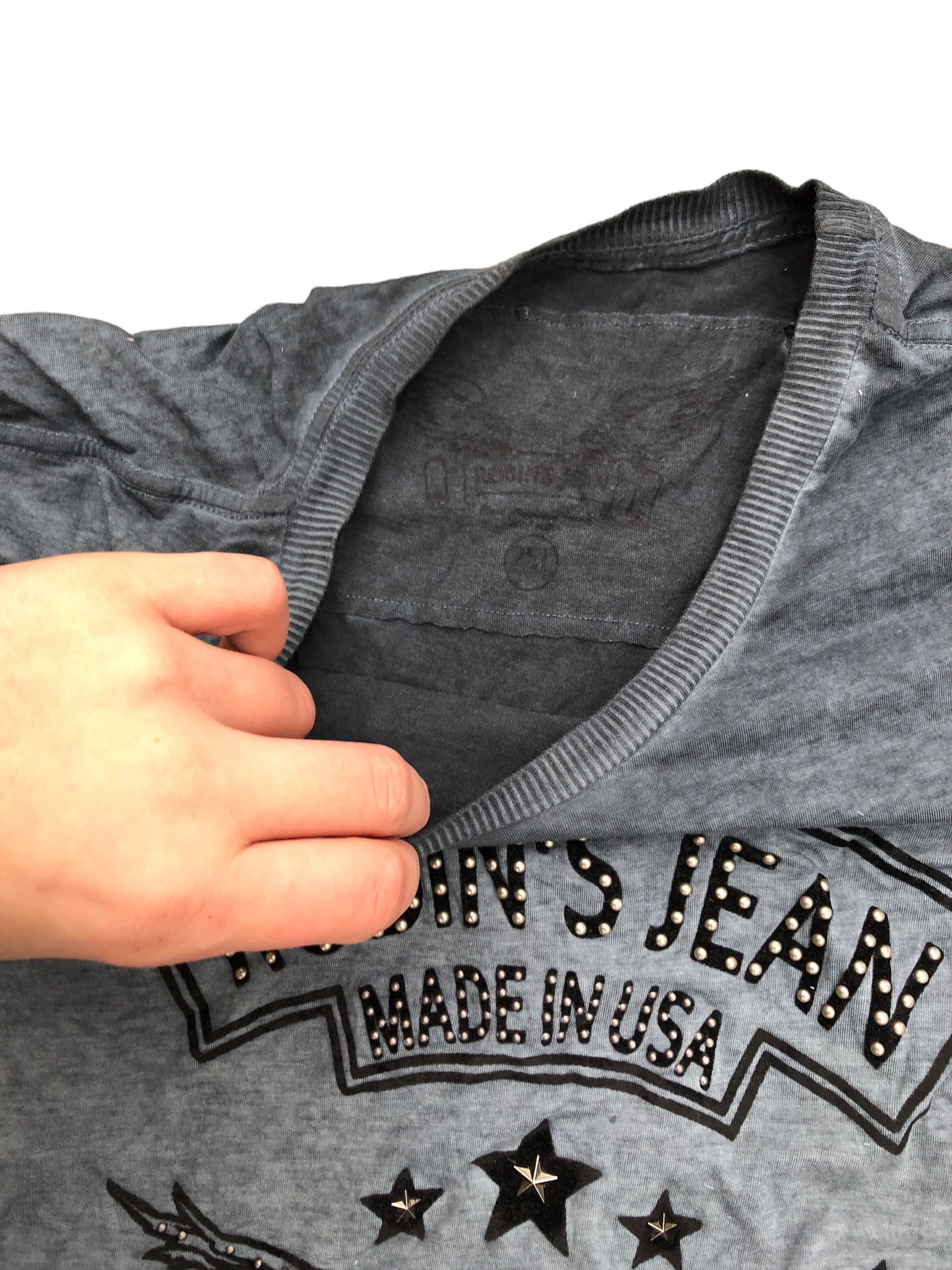 Vintage Robins Jeans Shirt XXL Gray Studded