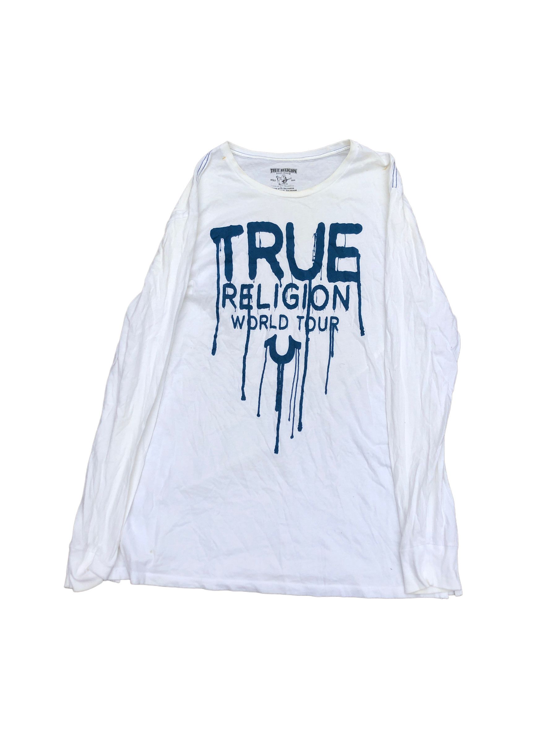 True Religion Long Sleeve Shirt 'Drips Elongated' White XL