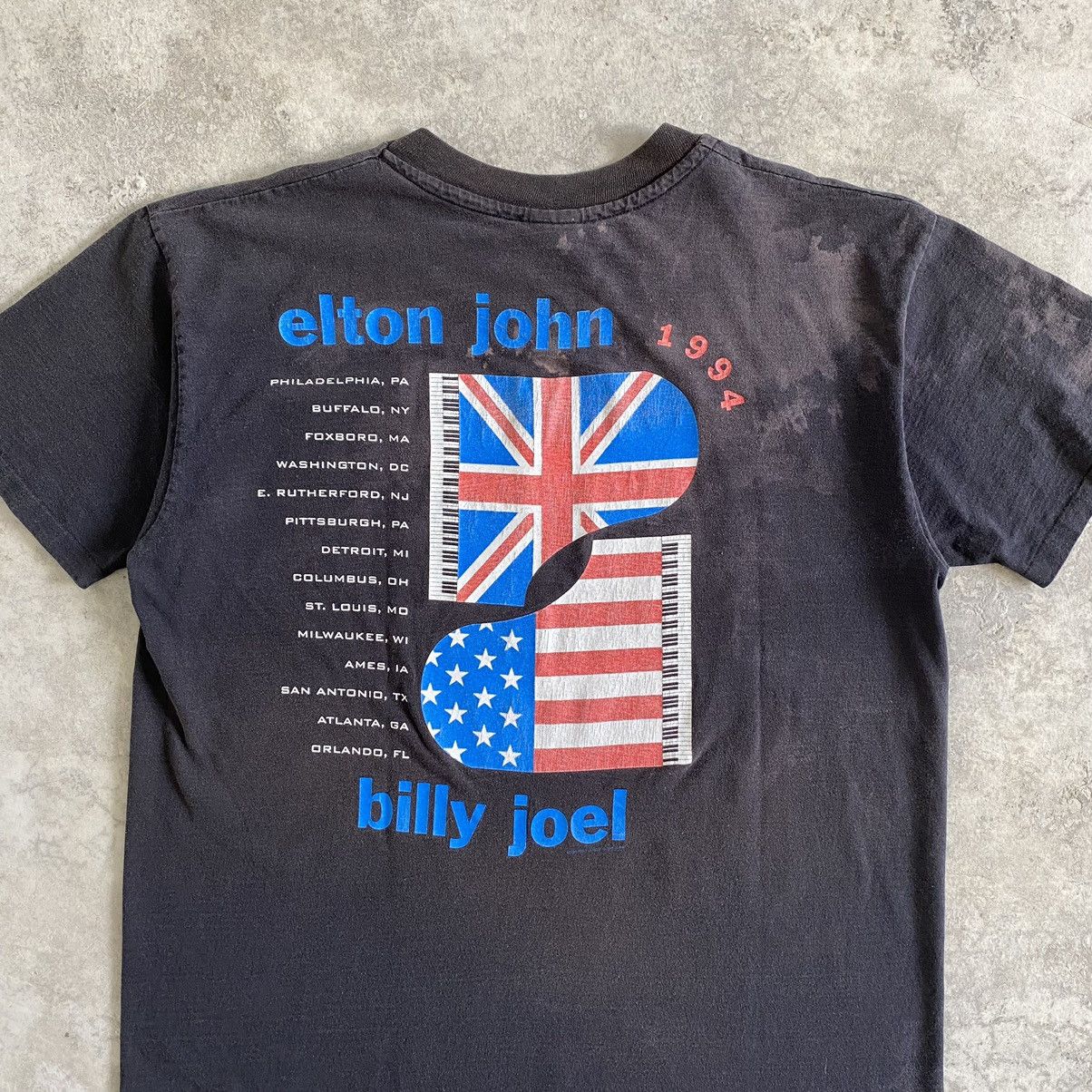 Band Tees × Rap Tees × Vintage VTG 1994 Elton John & Billy Joel Faded Promo Tour Shirt Size US L / EU 52-54 / 3 - 10 Thumbnail