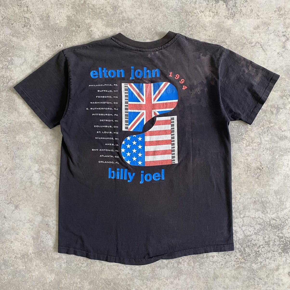 Band Tees × Rap Tees × Vintage VTG 1994 Elton John & Billy Joel Faded Promo Tour Shirt Size US L / EU 52-54 / 3 - 8 Thumbnail