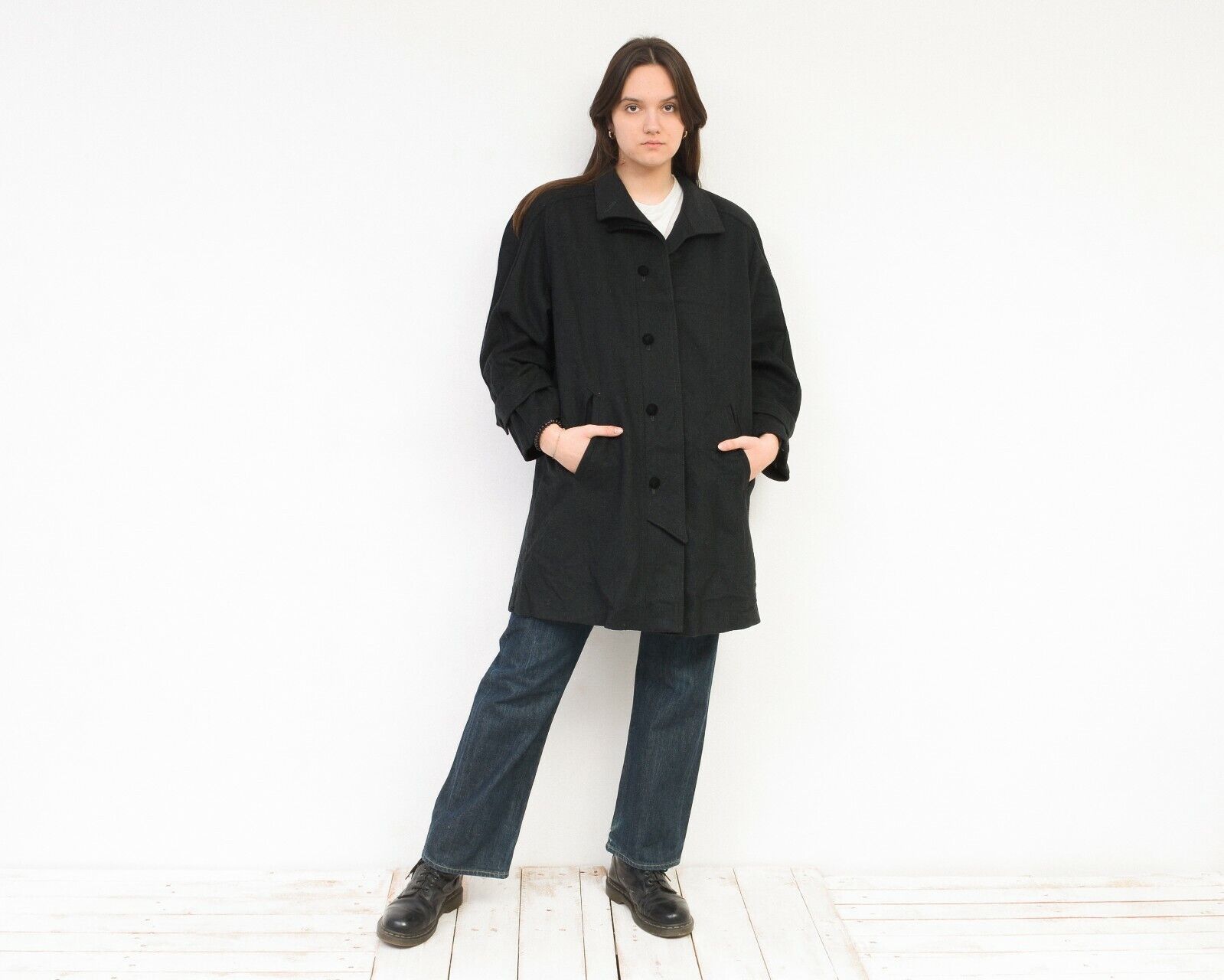 Vintage Loden 80's Wool Coat Jacket Overcoat Button Up Lining Warm Size M / US 6-8 / IT 42-44 - 3 Thumbnail
